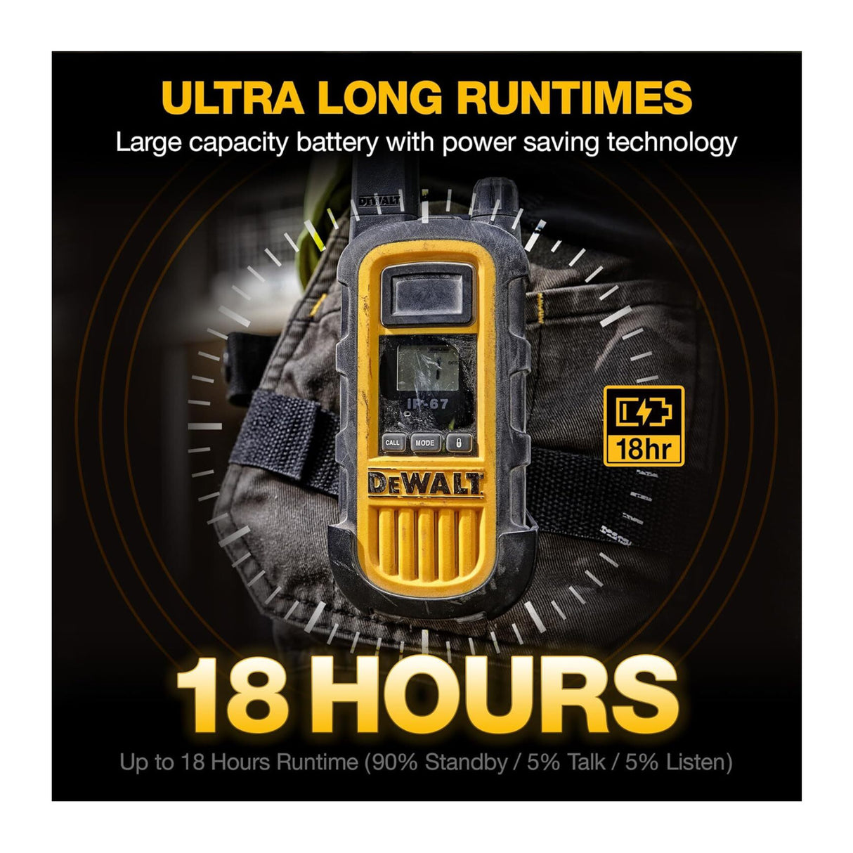 DEWALT FRS Walkie Talkies 4 Pack with Headsets, Long Range 2-Way Radios and IP67