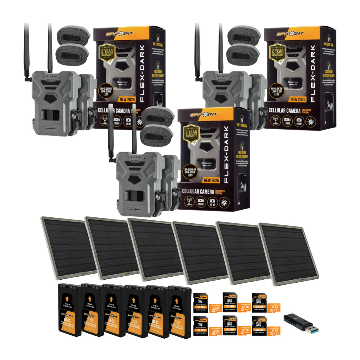 Spypoint FLEX-DARK GPS-Enabled Cellular Trail Camera with Solar Panel and Accs