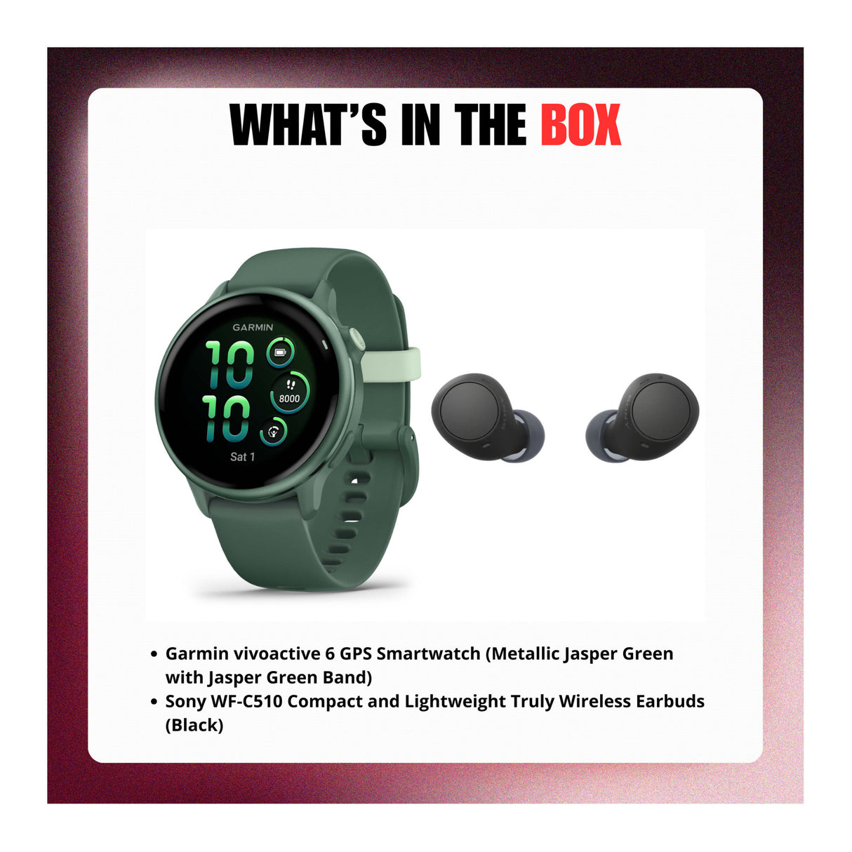 Garmin vivoactive 6 GPS Smartwatch (Jasper Green) with Wireless Earbuds Bundle