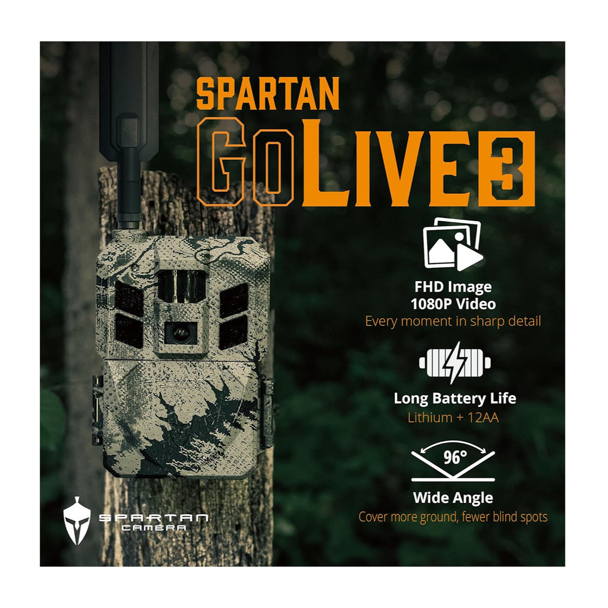 Spartan GoLive3 4G/LTE Multi-carrier Trail Camera (Areus Camo) Bundle