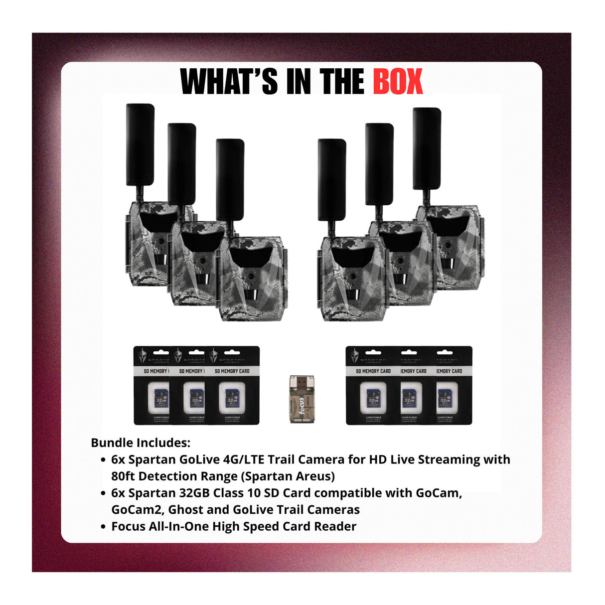 Spartan GoLive 4G/LTE 1080p Trail Camera (Verizon, 6 Pack) Bundle
