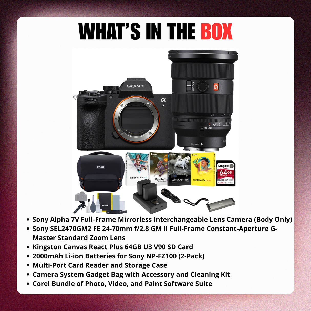 Sony Alpha 7V Mirrorless Lens Camera with FE 24-70mm f/2.8 GM II Lens Bundle