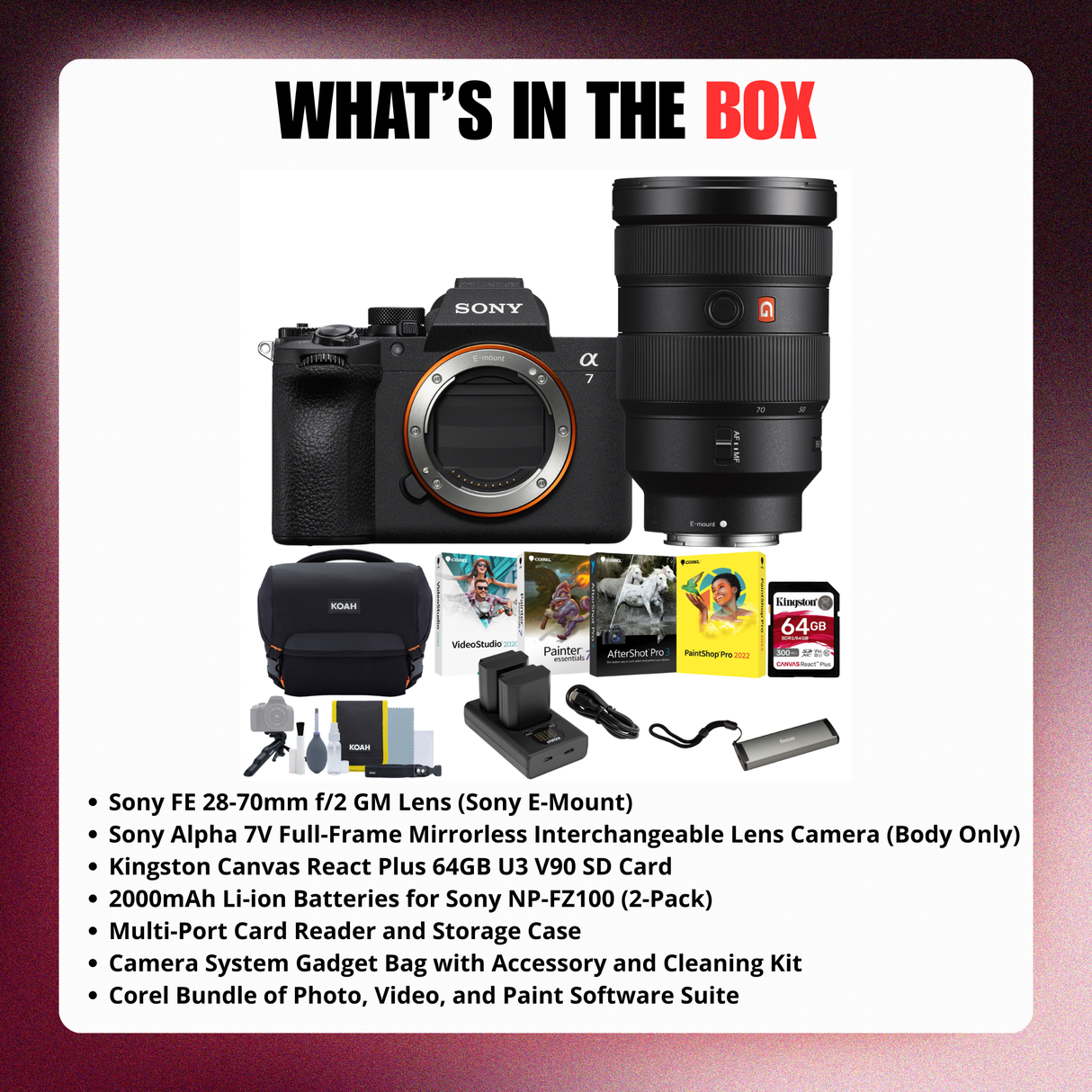 Sony FE 28-70mm f/2 GM Lens with Alpha 7V Mirrorless Camera Bundle