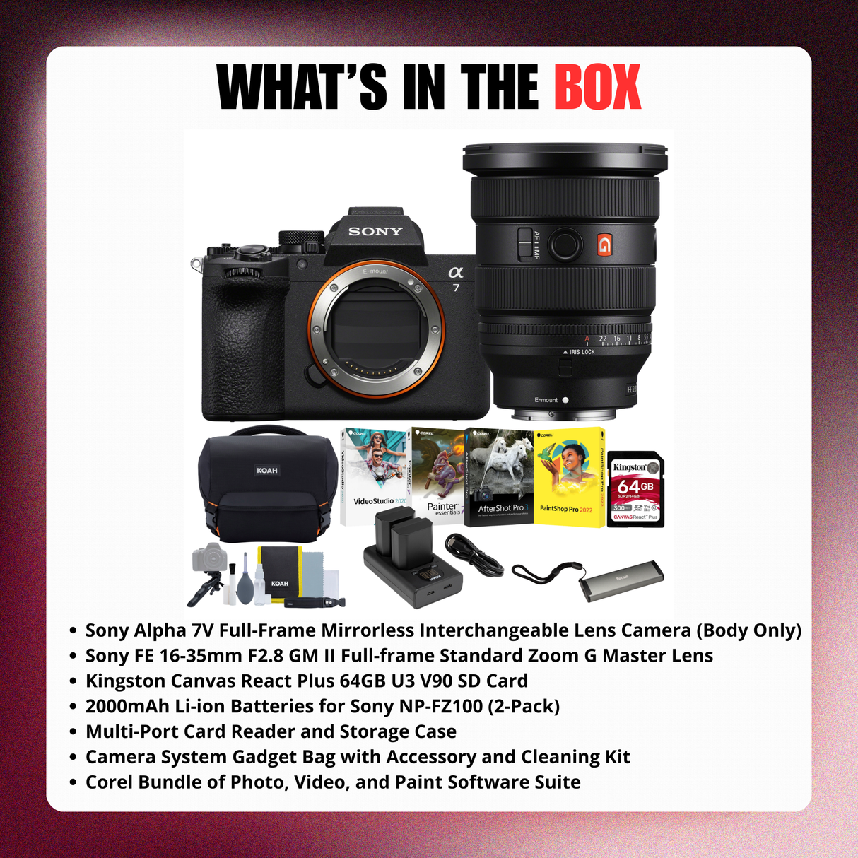 Sony Alpha 7V Mirrorless Lens Camera with FE 16-35mm F2.8 GM II Lens Bundle