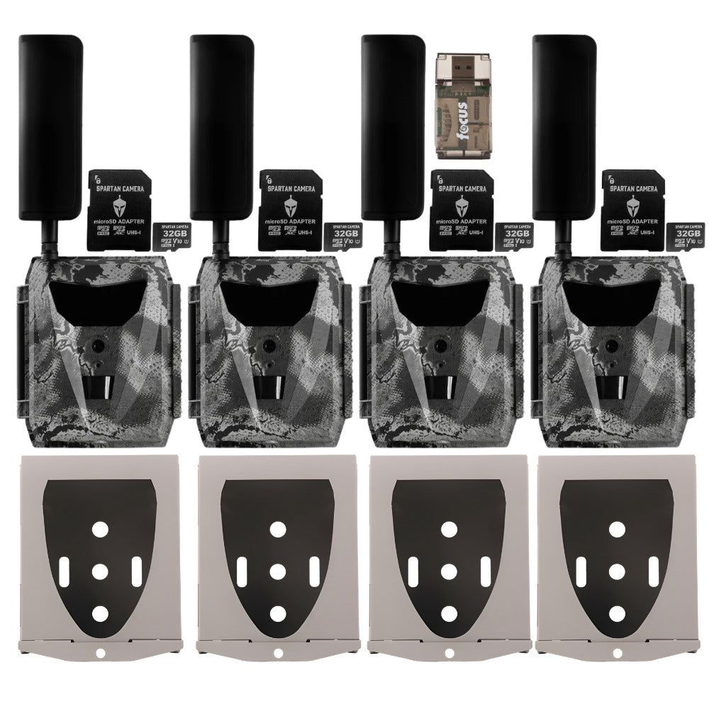 Spartan GoLive 4G/LTE 1080p Trail Camera (Verizon, 4 Pack) Bundle w/ Accessories