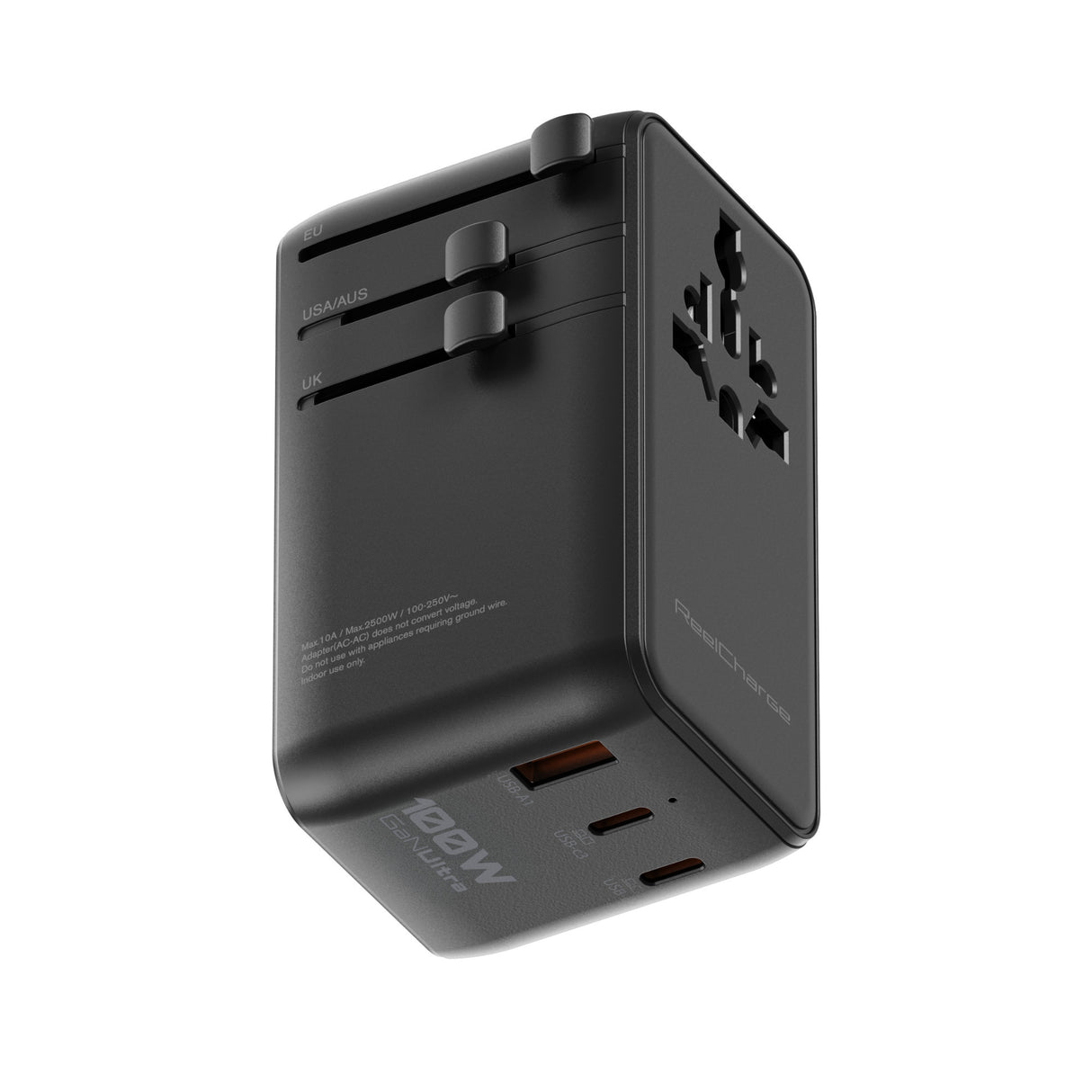 ReelCharge -Veratek 100W Global Travel Charger (Gray)