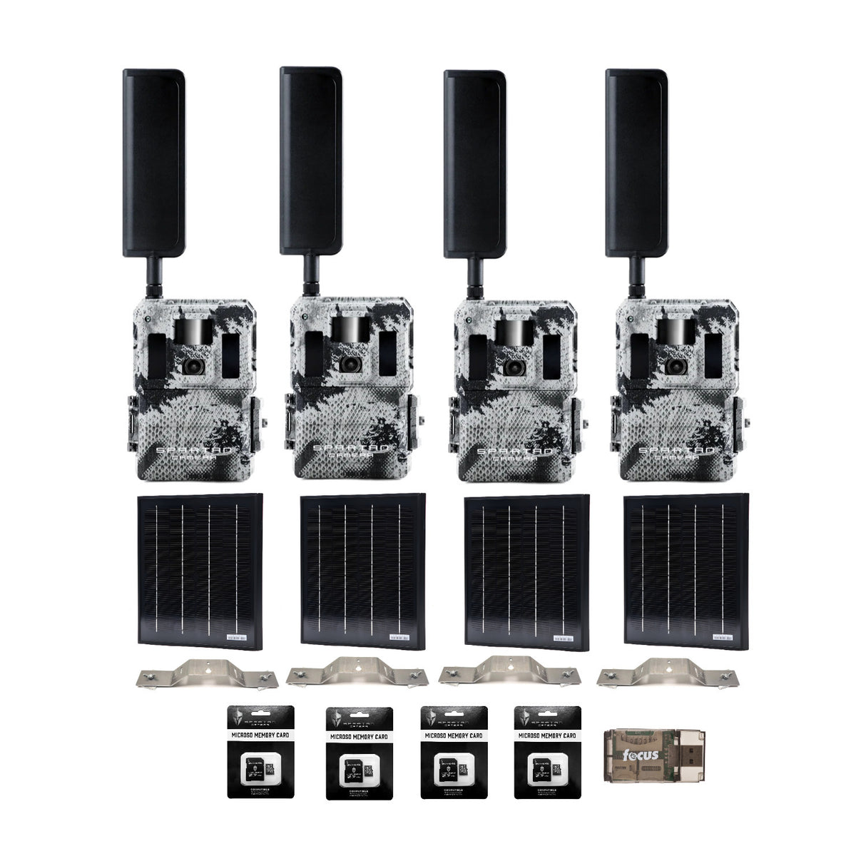 Spartan GoLive2 4G/LTE Trail Camera 4-Pack Bundle with Solar Panel & Accessories