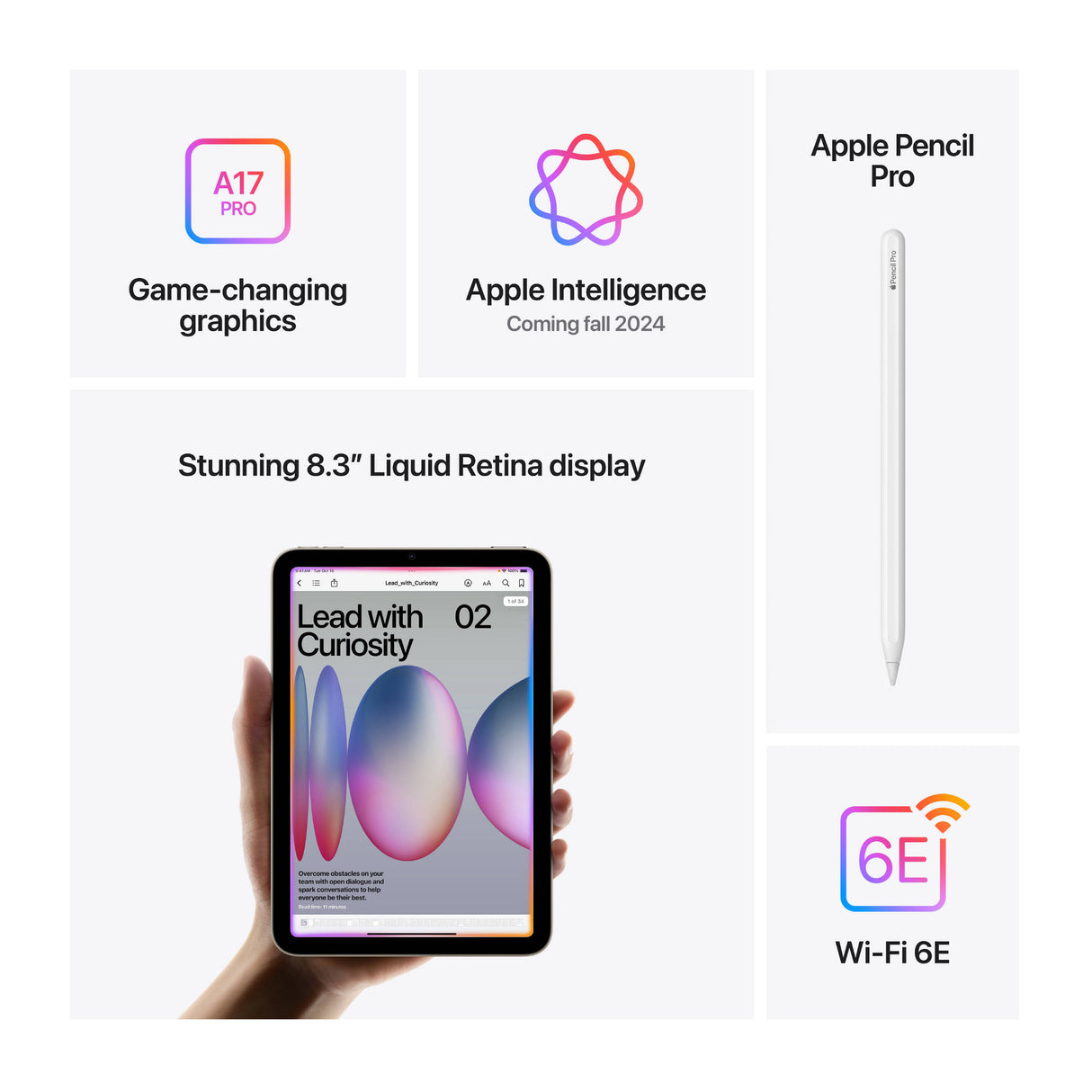 Apple 8.3-Inch iPad mini with A17 Pro chip, 512GB, Wi-Fi Only, 12MP (Starlight)