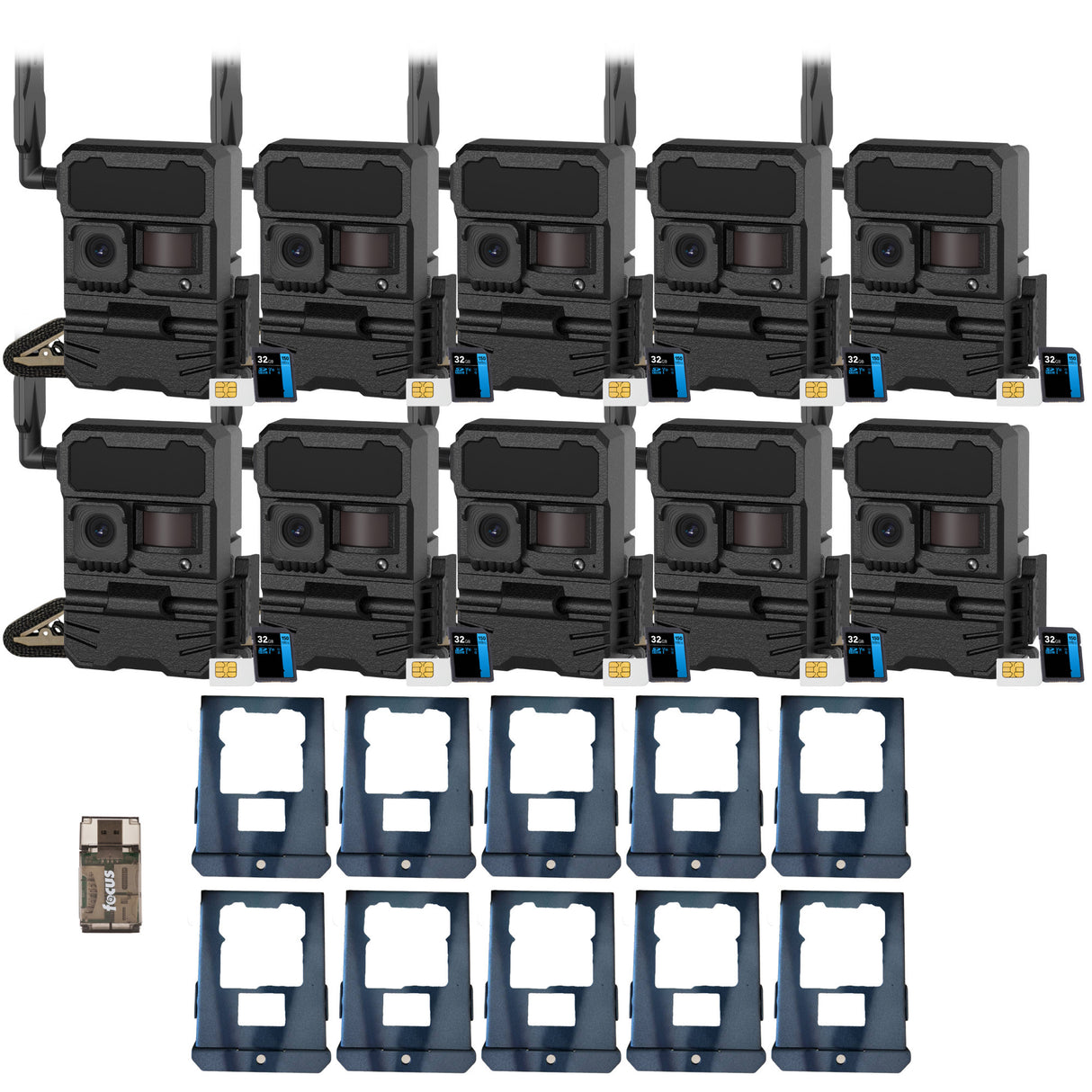 Yellowstone Y2 Black Wide Lens Trail Camera (10-Pack) with Security Box and Accs