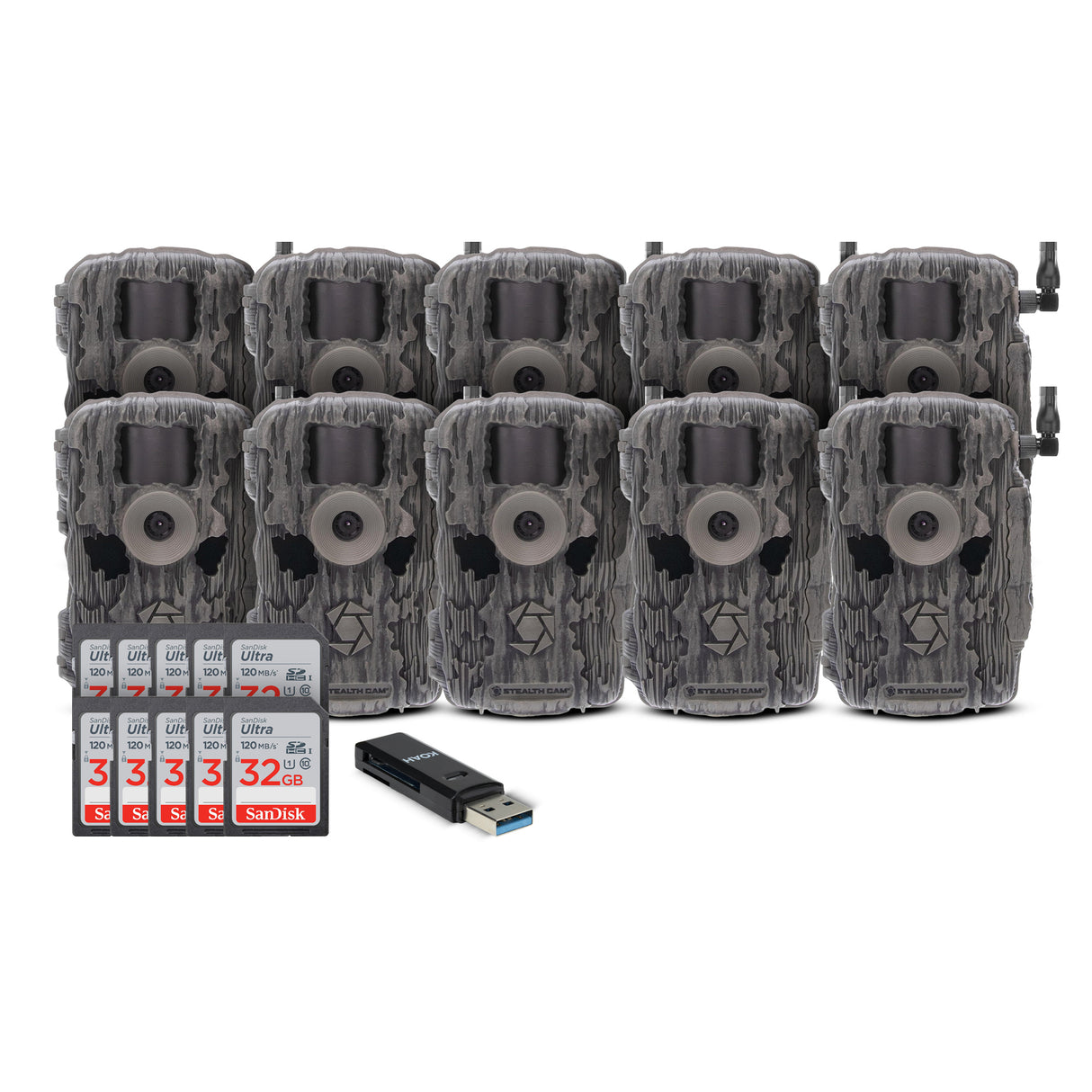 Stealth Cam Fusion X-Pro 36MP 720P Cellular Dual Sim Trail Camera 10-Pack Bundle