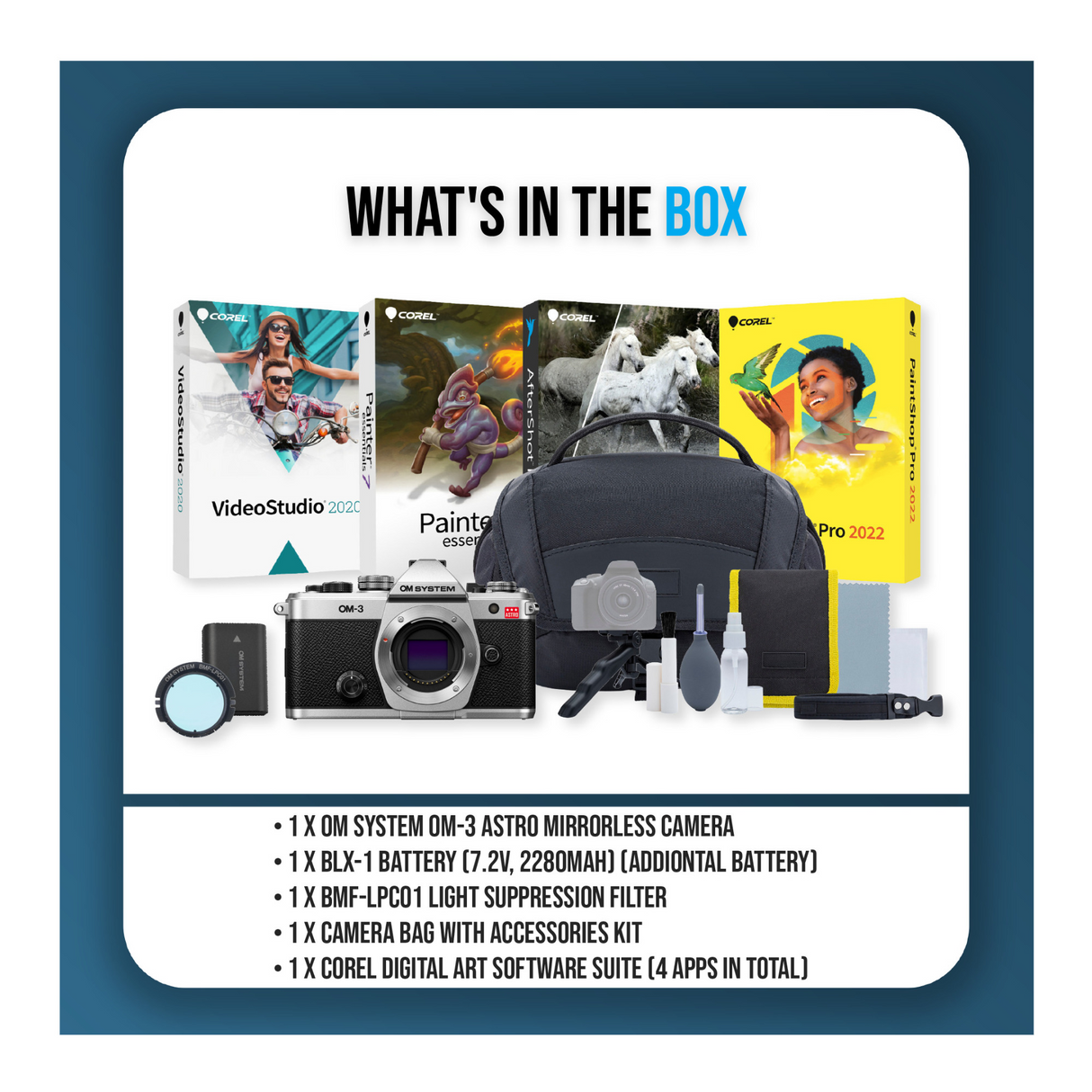 OM System OM-3 Astro Camera Bundle with Filter, Battery, and Accessories