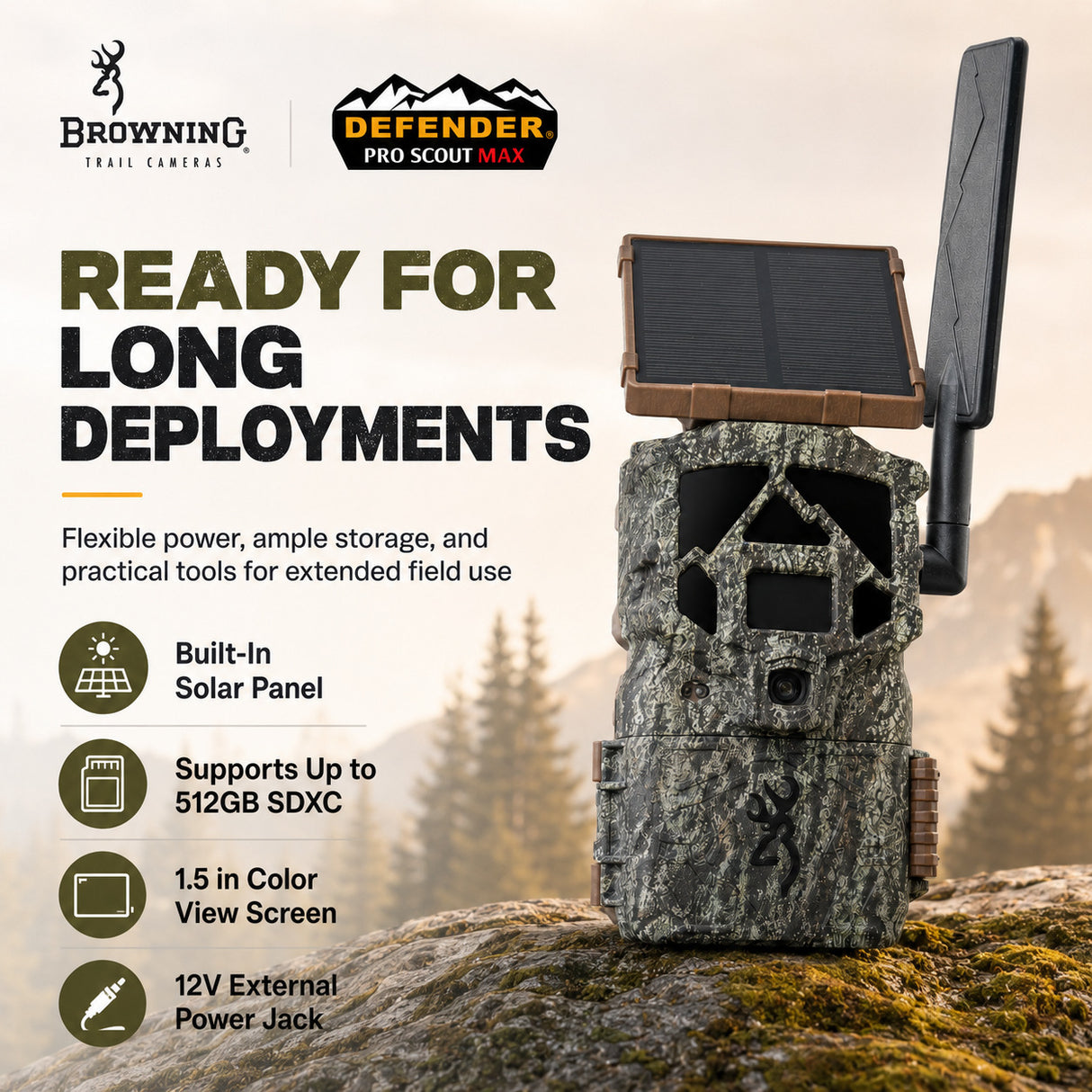 Browning Trail Camera Defender Wireless Pro Scout Max HD Solar (Camouflage)