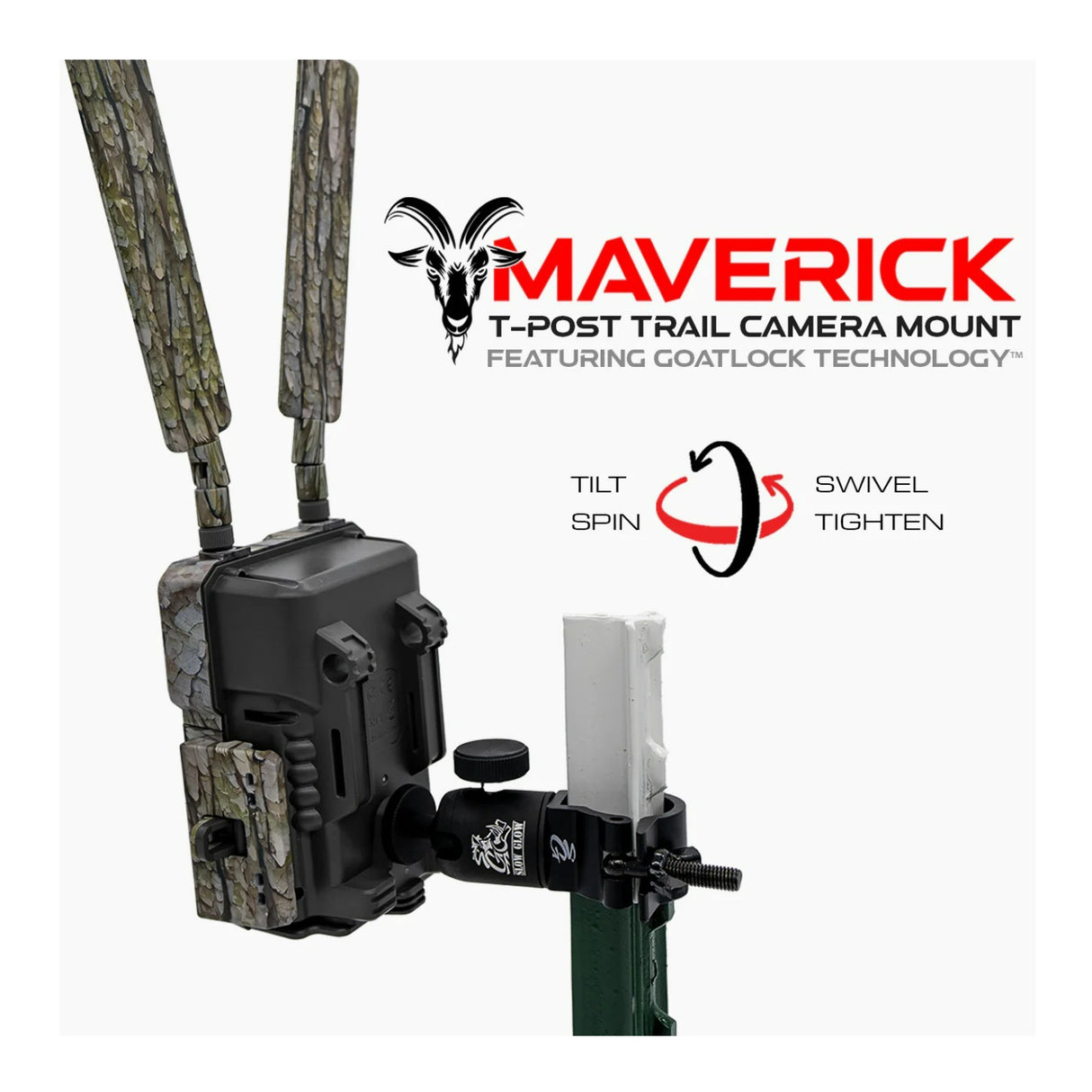 Slow Glow Maverick T-Post Trail Camera Mount (4-Pack) Bundle with Card Reader
