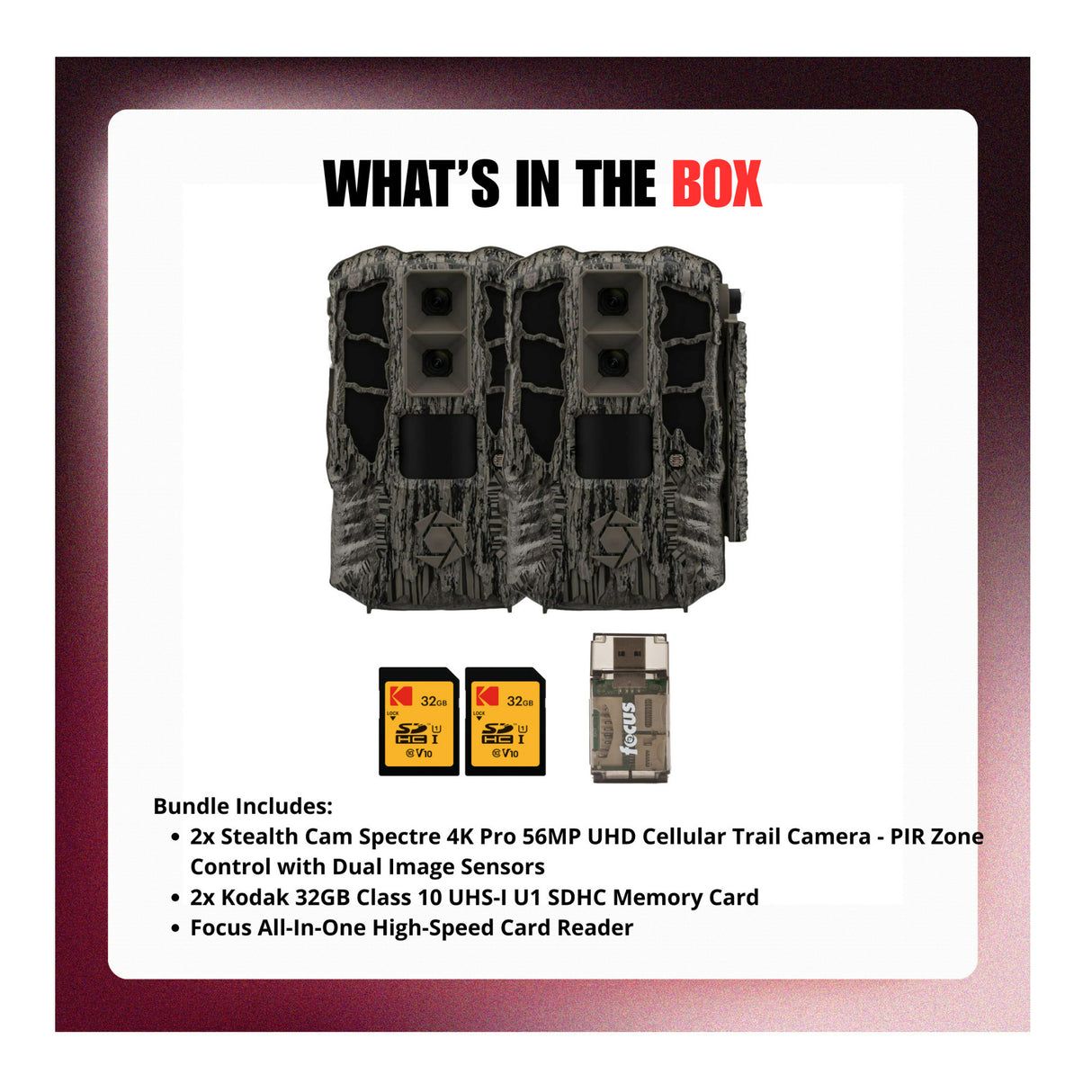 Stealth Cam Spectre 4K Pro 56MP Cellular Trail Camera (2-Pack) with Accessories