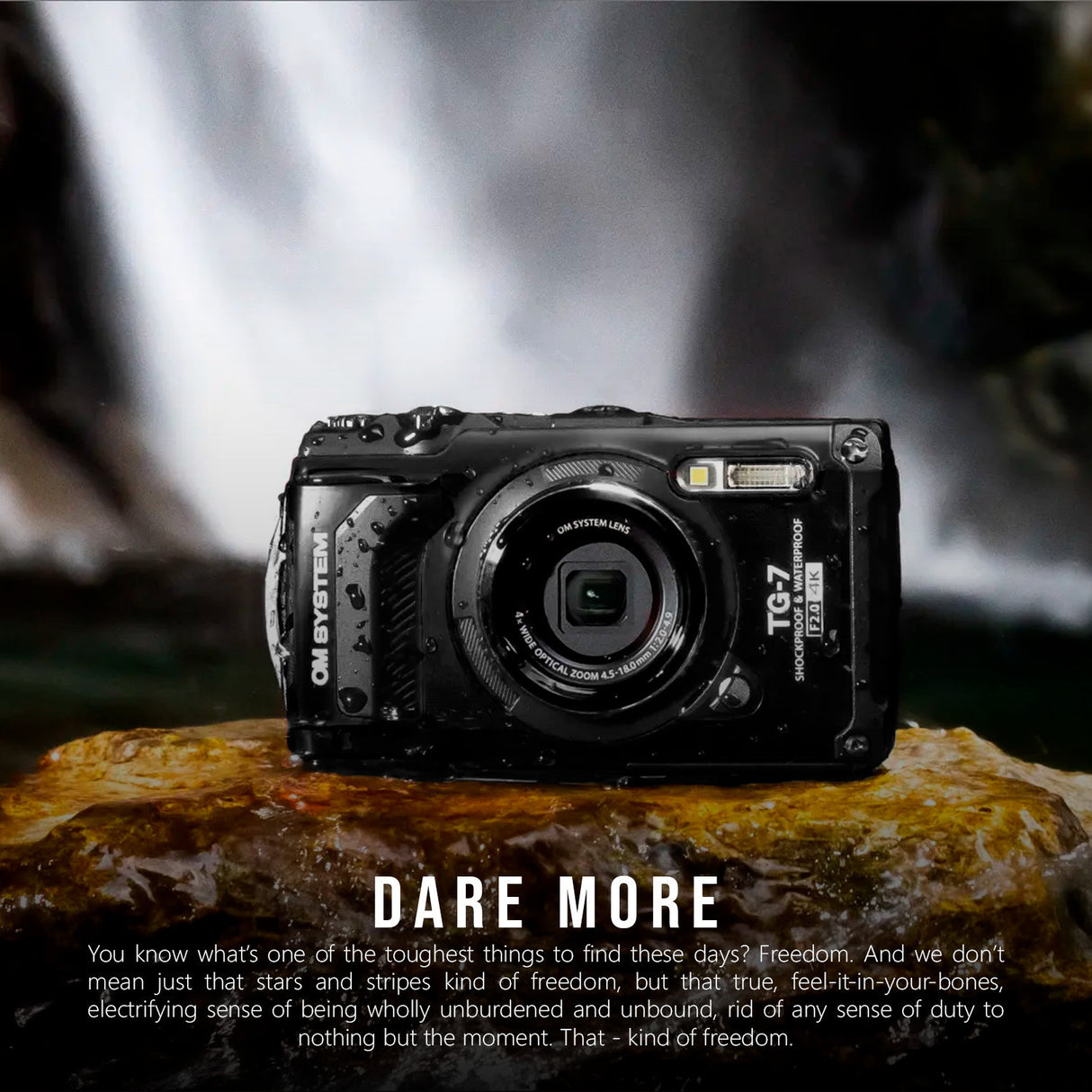 OM SYSTEM Tough TG-7 Digital Camera (Black) Bundle with Waterproof Hard Case
