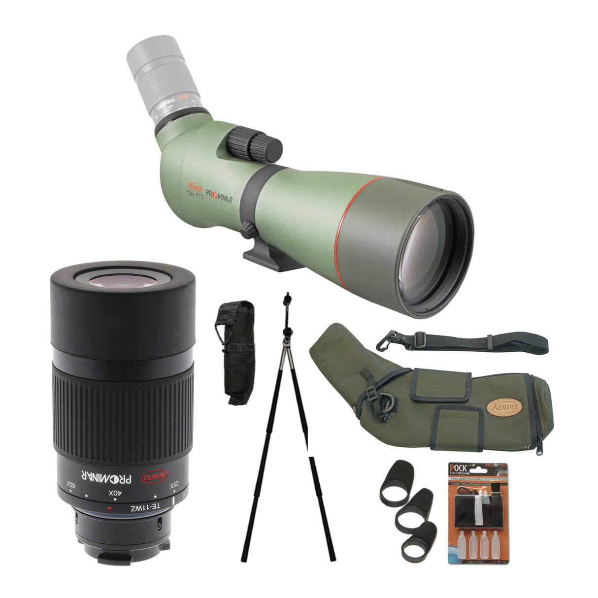 Kowa 77mm Angled Spotting Scope Bundle with Wide Angle Zoom Eyepiece Bundle