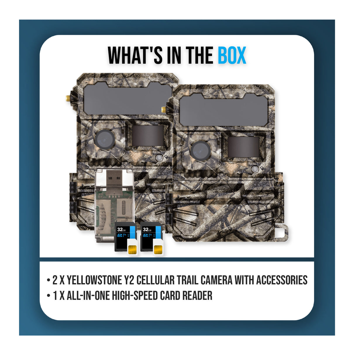 Yellowstone Y2 Cellular Trail Camera Bundle with High-Speed Card Reader, and Accessories (2-Pack) - 9