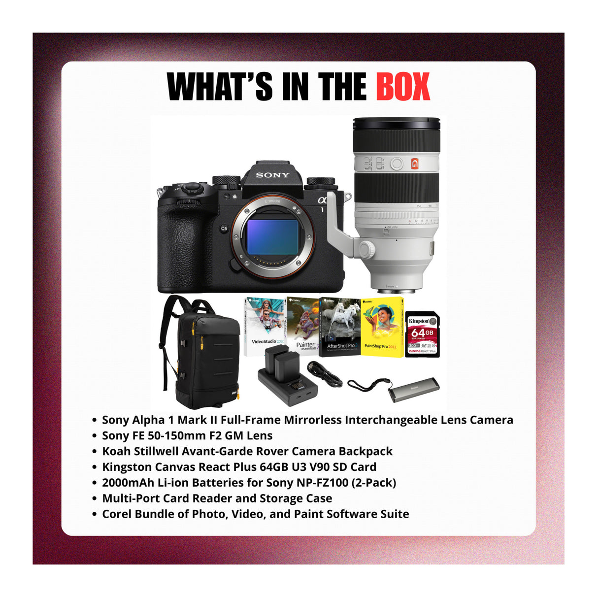 Sony Alpha 1 Mark II Mirrorless Lens Camera with FE 50-150mm F2 GM Lens Bundle - 9