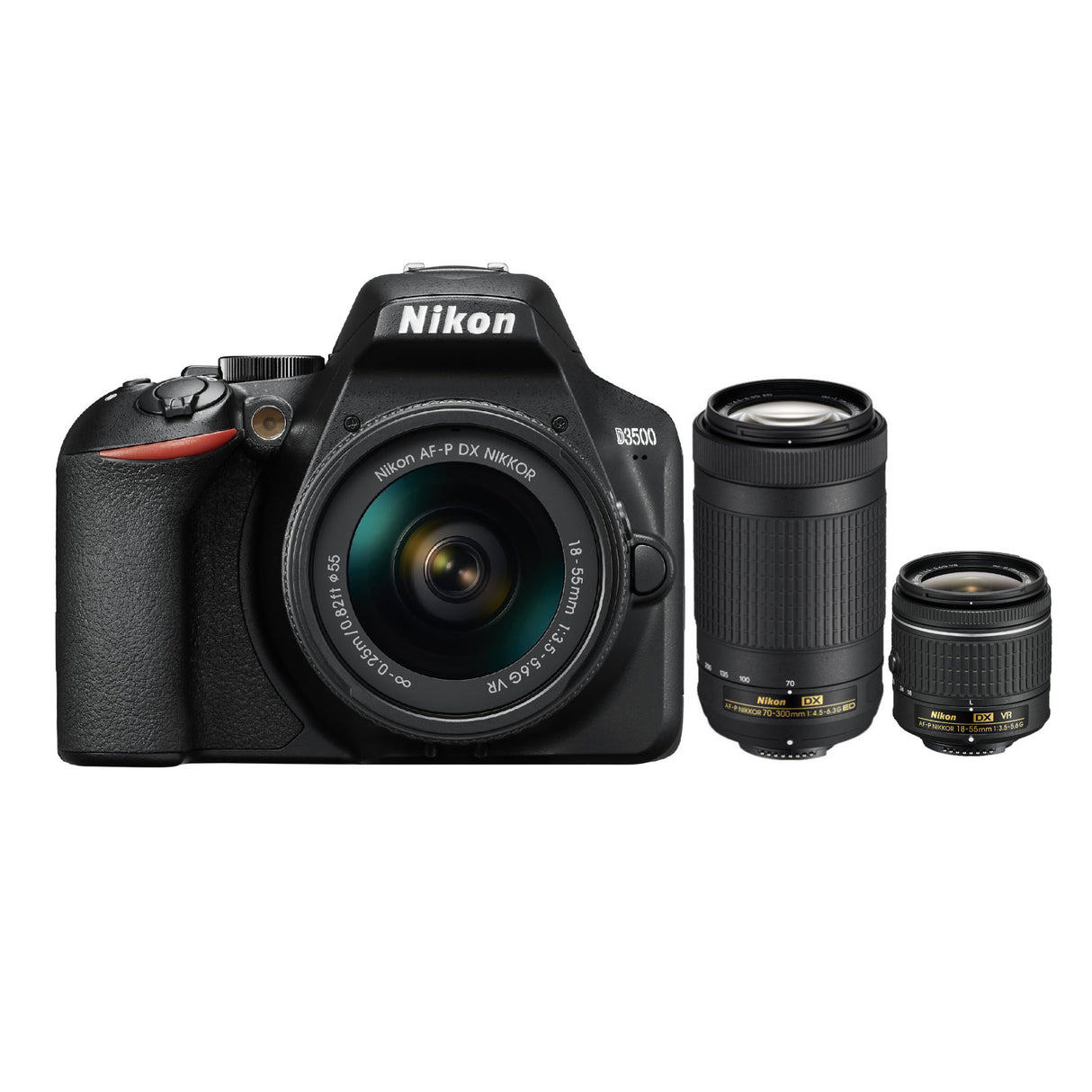 Nikon D3500 DX-Format DSLR Camera with AF-P 18-55mm VR and 70-300mm Lenses