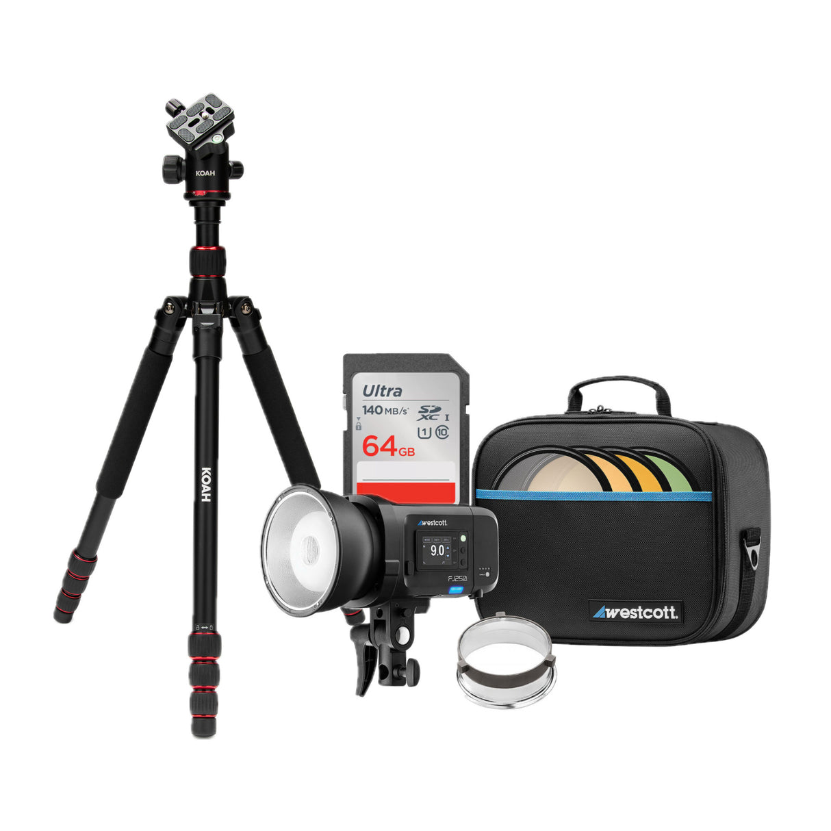 Westcott FJ250 Touchscreen Strobe Bundle with Tripod and 64GB Memory Card - 1