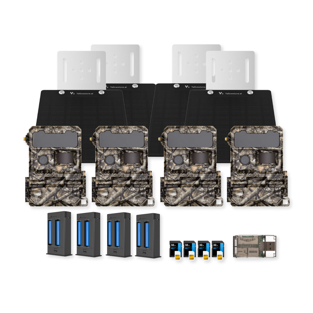 Yellowstone Y2 Trail Camera Bundle with Battery, Solar Panel, Card Reader, and Accessories (4-Pack) - 1