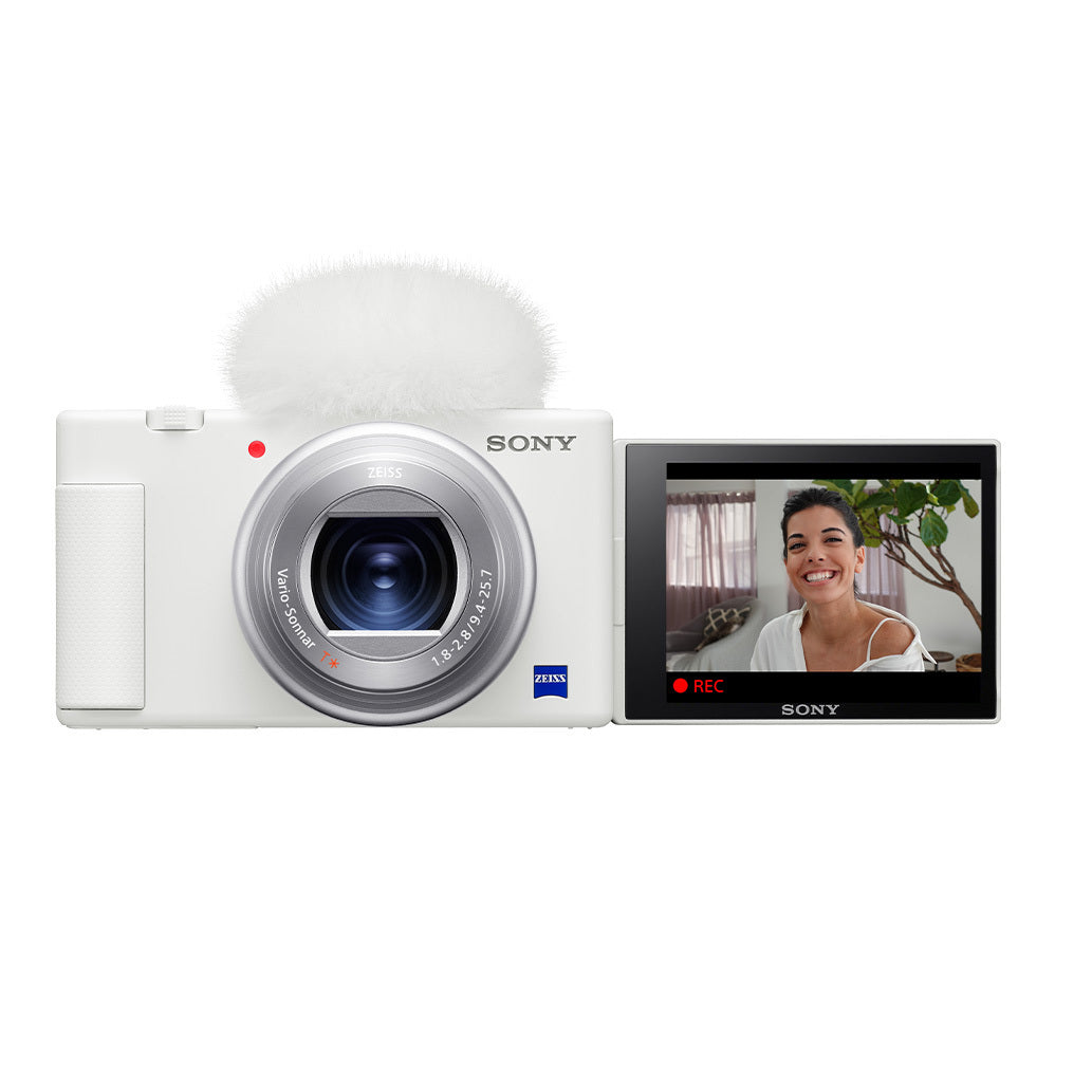 Sony ZV-1 Camera for Content Creators (White) with Mic and Accessory Kit