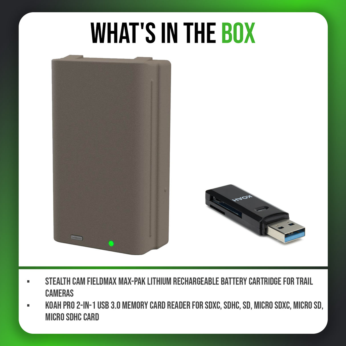 Stealth Cam FieldMax Max-Pak Lithium Battery Cartridge (2-Pack) with Memory Card Reader Bundle