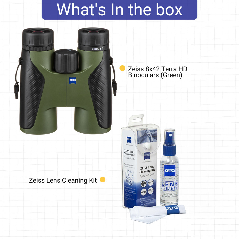 Zeiss 8x42 Terra HD Schott ED Glass Binoculars (Green) with Zeiss Lens Cleaning Kit Bundle