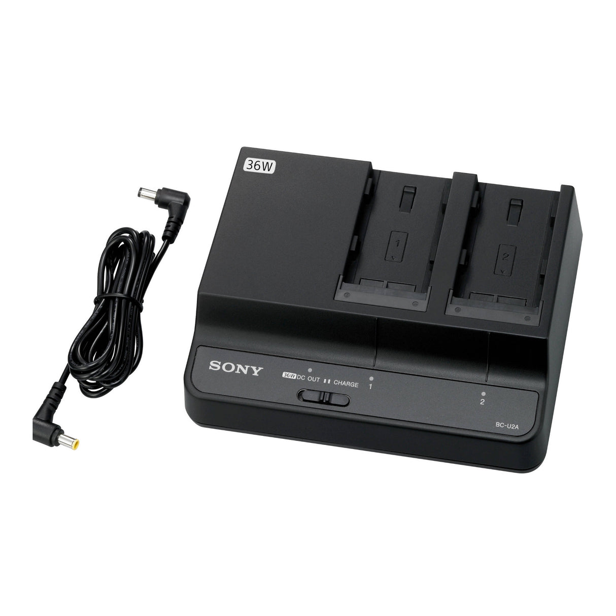 Sony Dual-Bay 36W Battery Charger and AC Adapter for BP-U Batteries with 12V Power Output (Black)-1