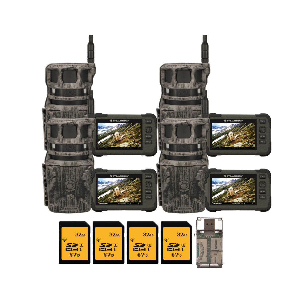 Stealth Cam Revolver 36MP 360-Degree Cellular Trail Camera with 1/4-Inch Mount (4-Pack) Bundle
