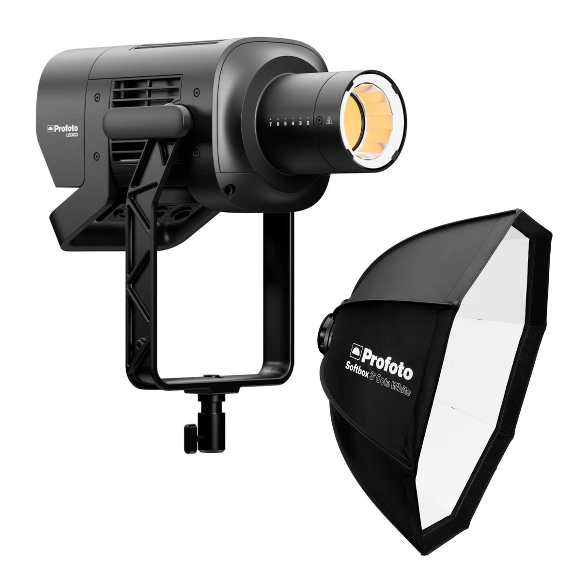 Profoto L600D LED Light Flicker Free with Advanced Cooling and 3ft Octa Softbox White Interior