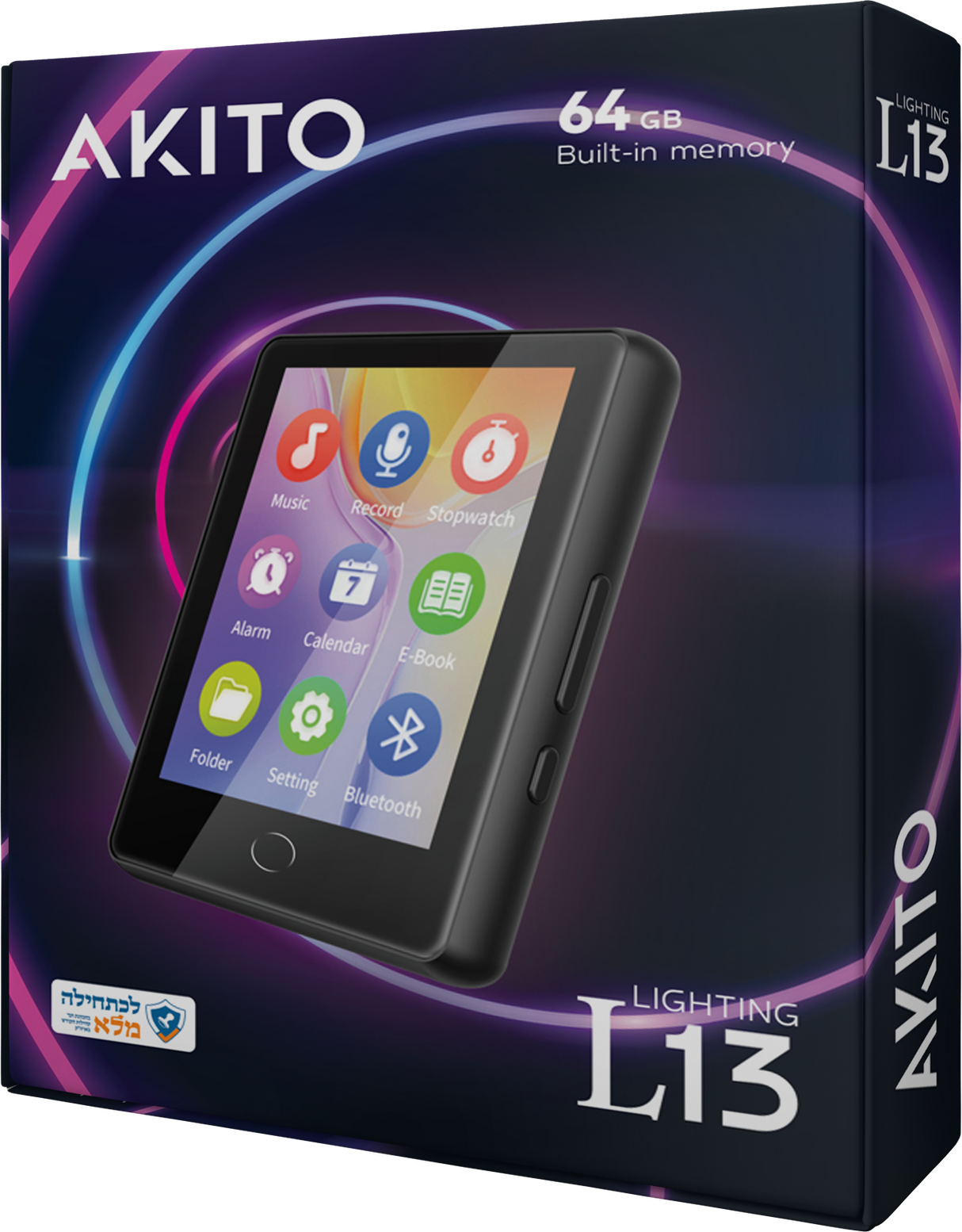 Akito L13 Kosher MP3 Player, Black