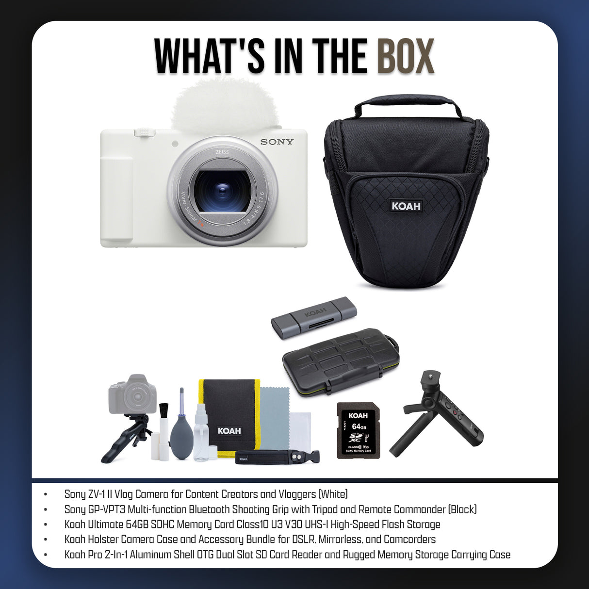 Sony ZV-1 II Vlog Camera for Content Creators and Vloggers (White) and Vlogger Accessory Kit Bundle