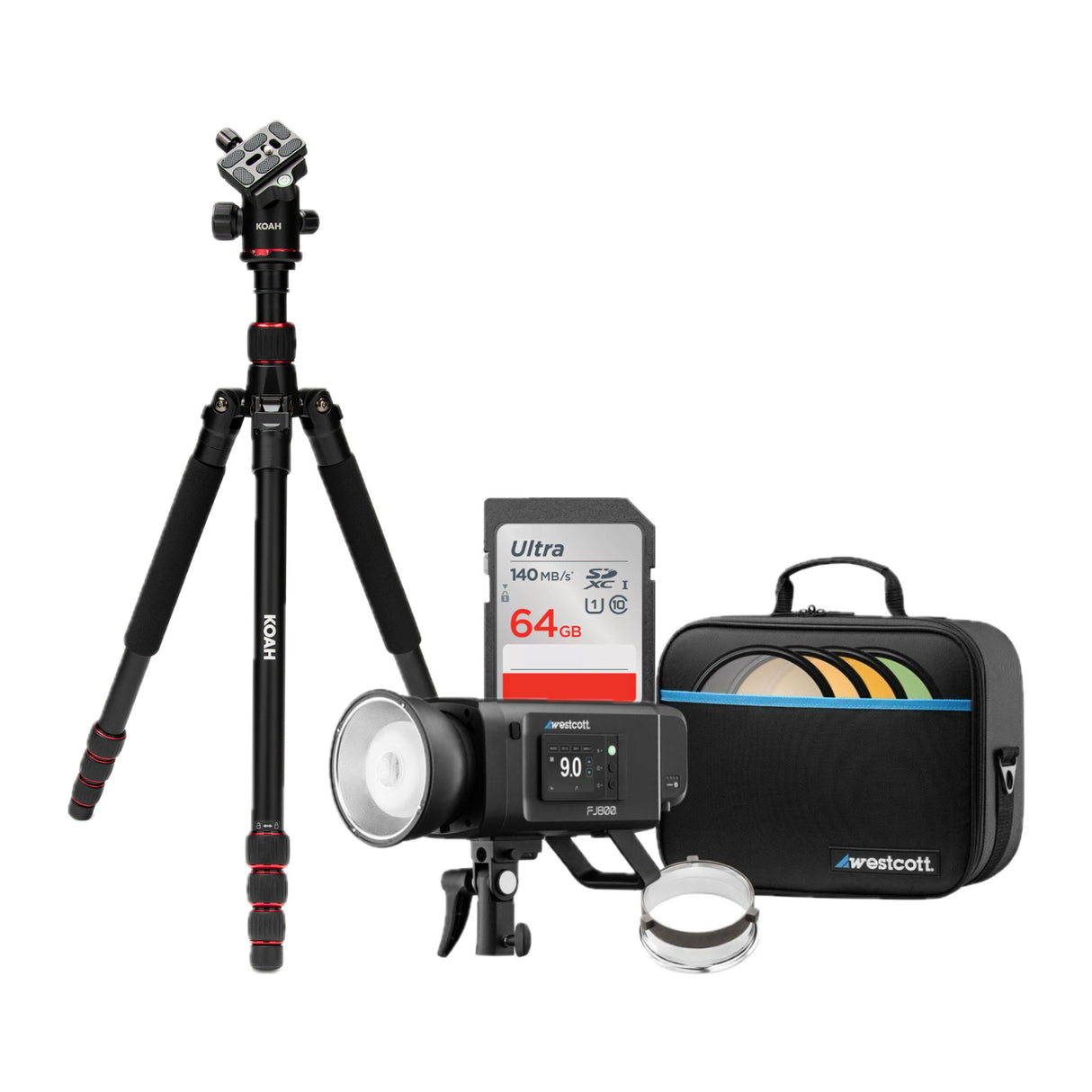 Westcott FJ800 Touchscreen Strobe Bundle with Tripod and 64GB Memory Card - 1