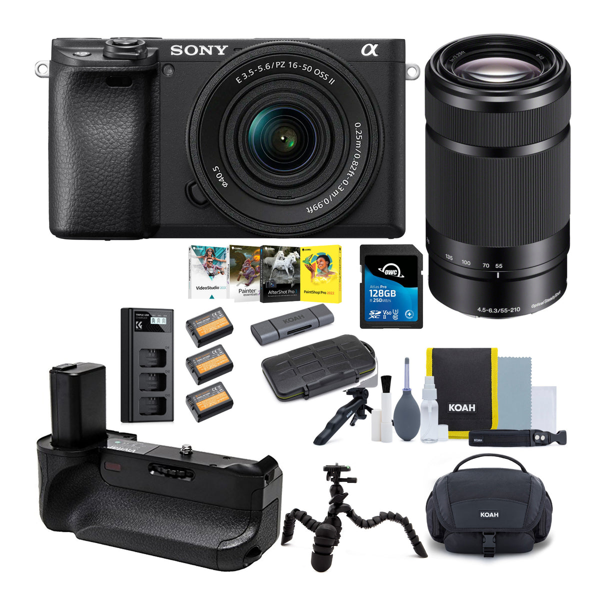 Sony a6400 Mirrorless Digital Camera Bundle with 16-50mm and 55-210mm Lenses