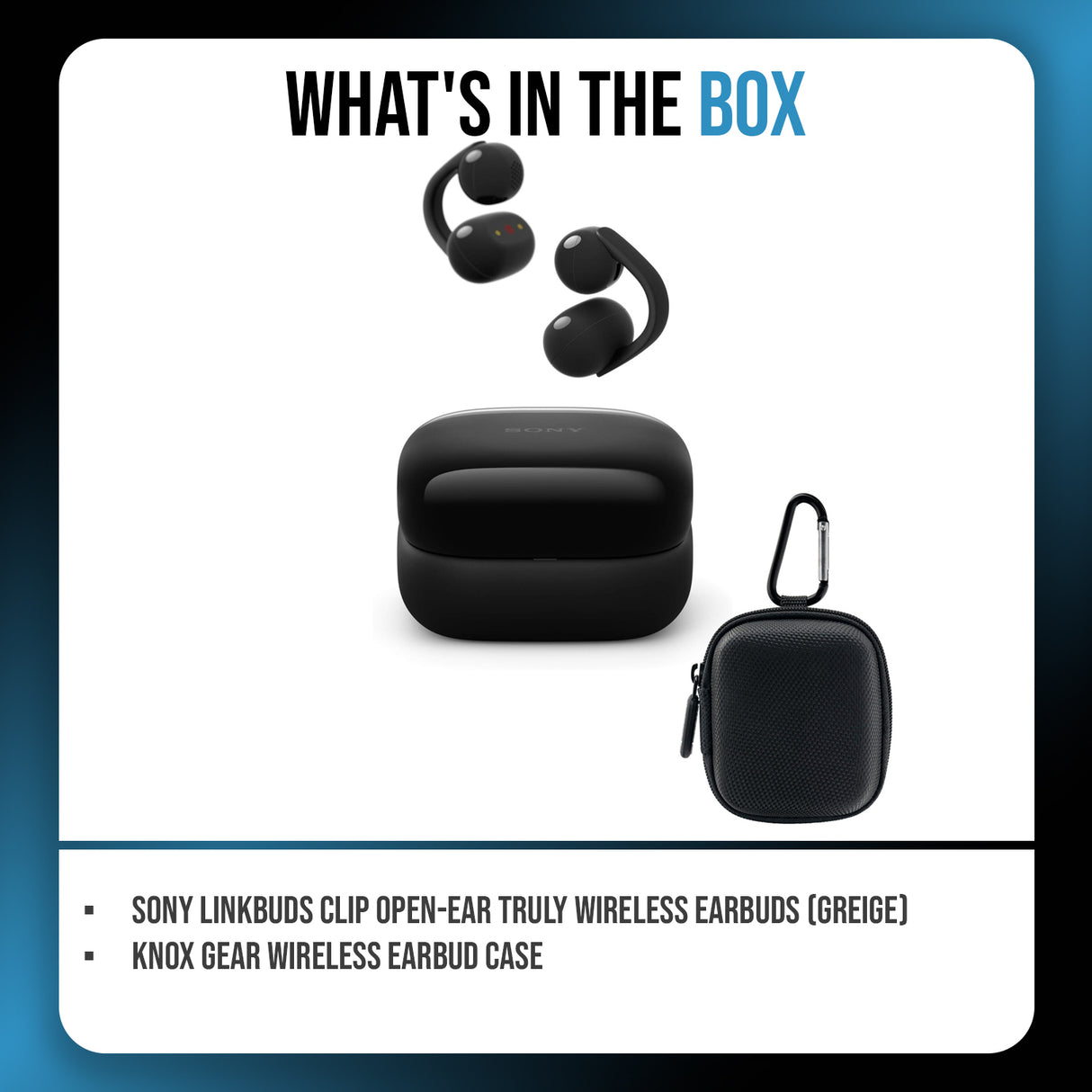 Sony LinkBuds Clip Open-Ear Truly Wireless Earbuds with Earbud Case Bundle (Black)