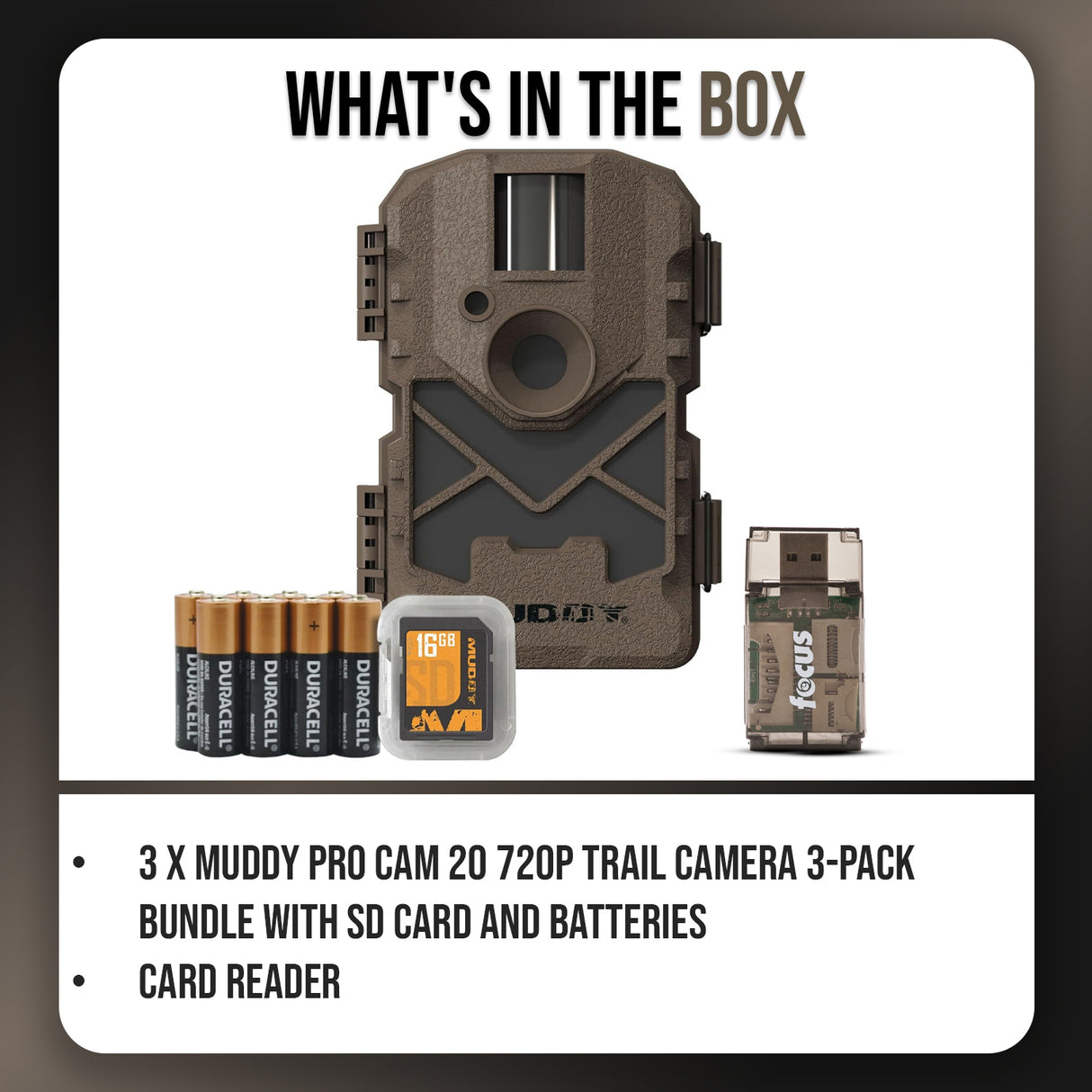 Muddy Pro Cam 20 720p Trail Camera Bundle with SD Card, Batteries, Card Reader
