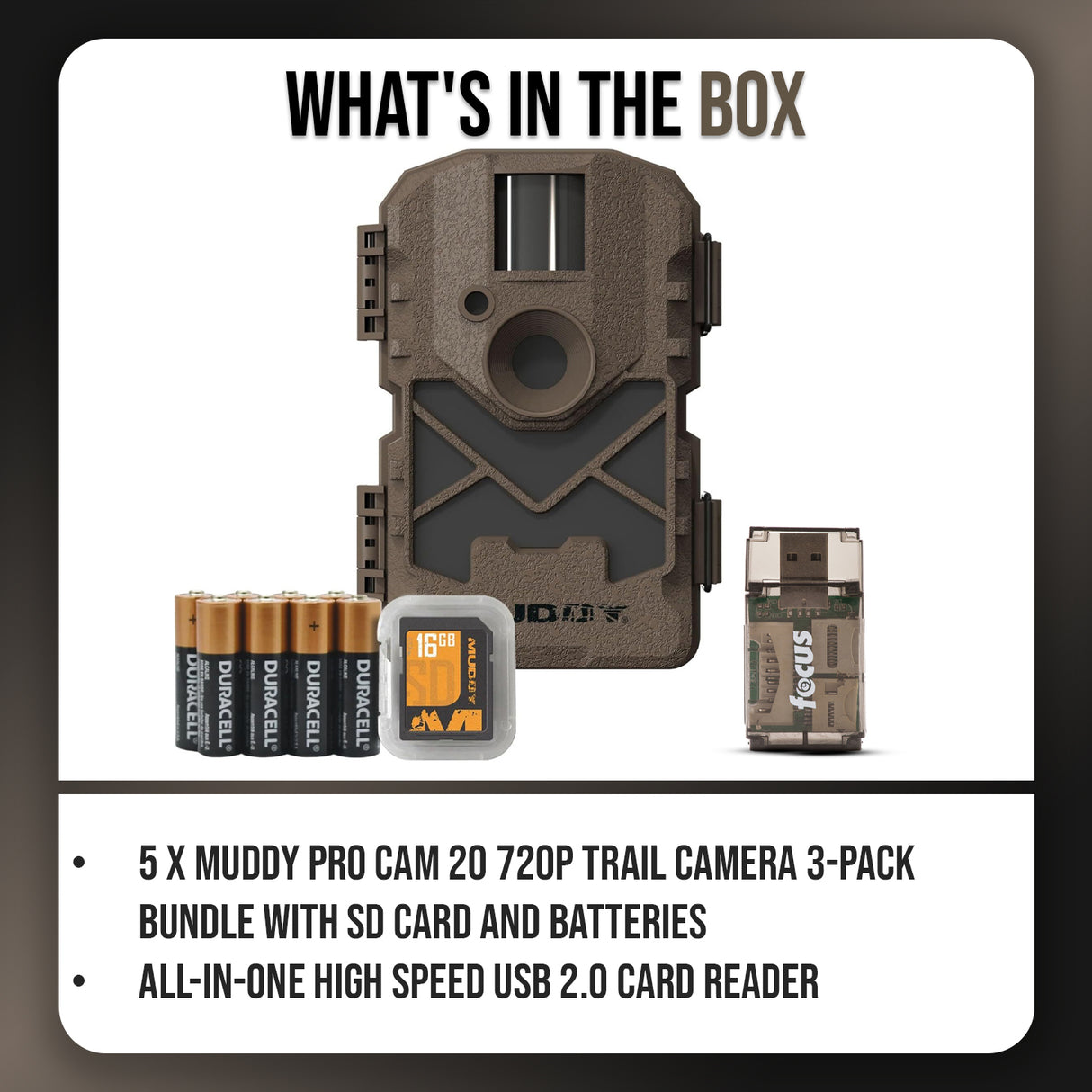 Muddy Pro Cam 20 720p Trail Camera Bundle with SD Card, Batteries, Card Reader