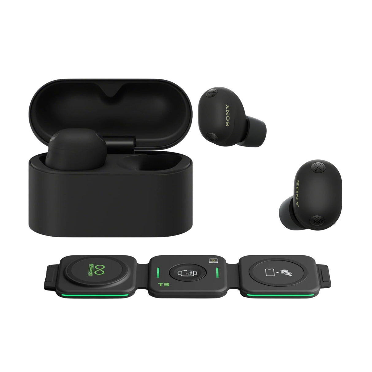 Sony WF-1000XM6 Wireless Earbuds (Black) with 3-in-1 Portable Accessory - 1