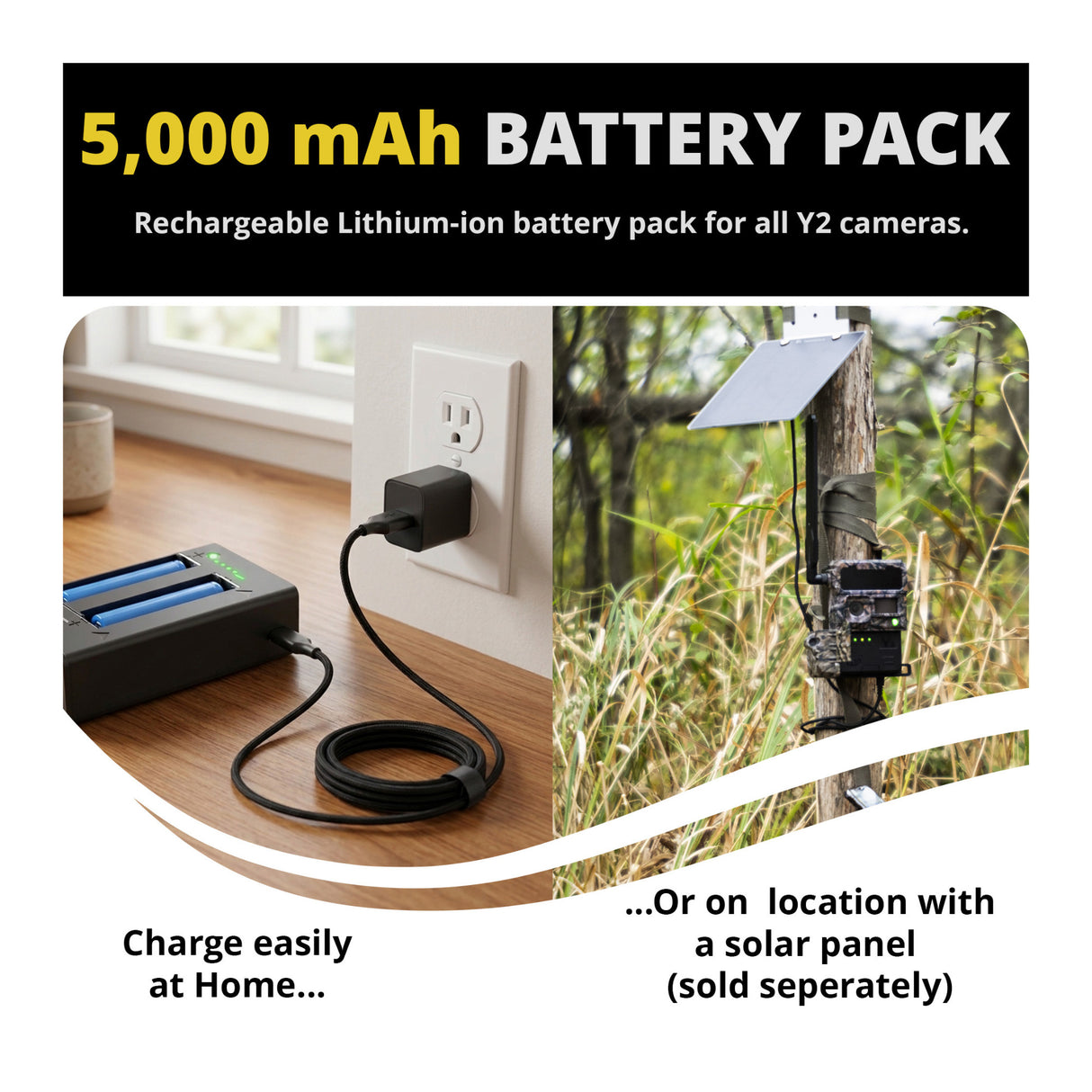 Yellowstone Y2 Black Wide Lens Bundle with Batteries, Solar Panels, and Accessories (4-Pack) - 6