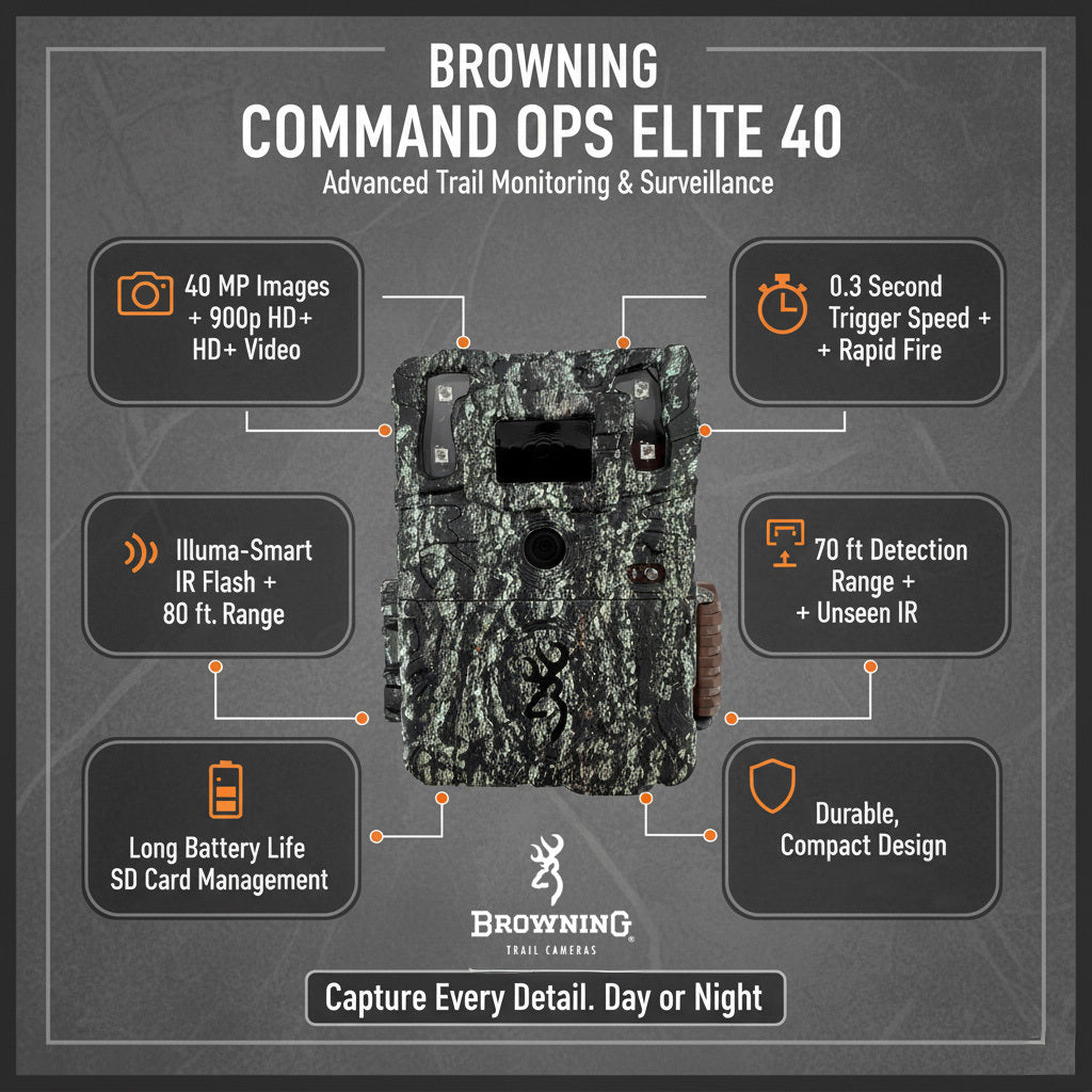 Browning Trail Camera Command Ops Elite 40 with SD Card, Batteries, Card Reader