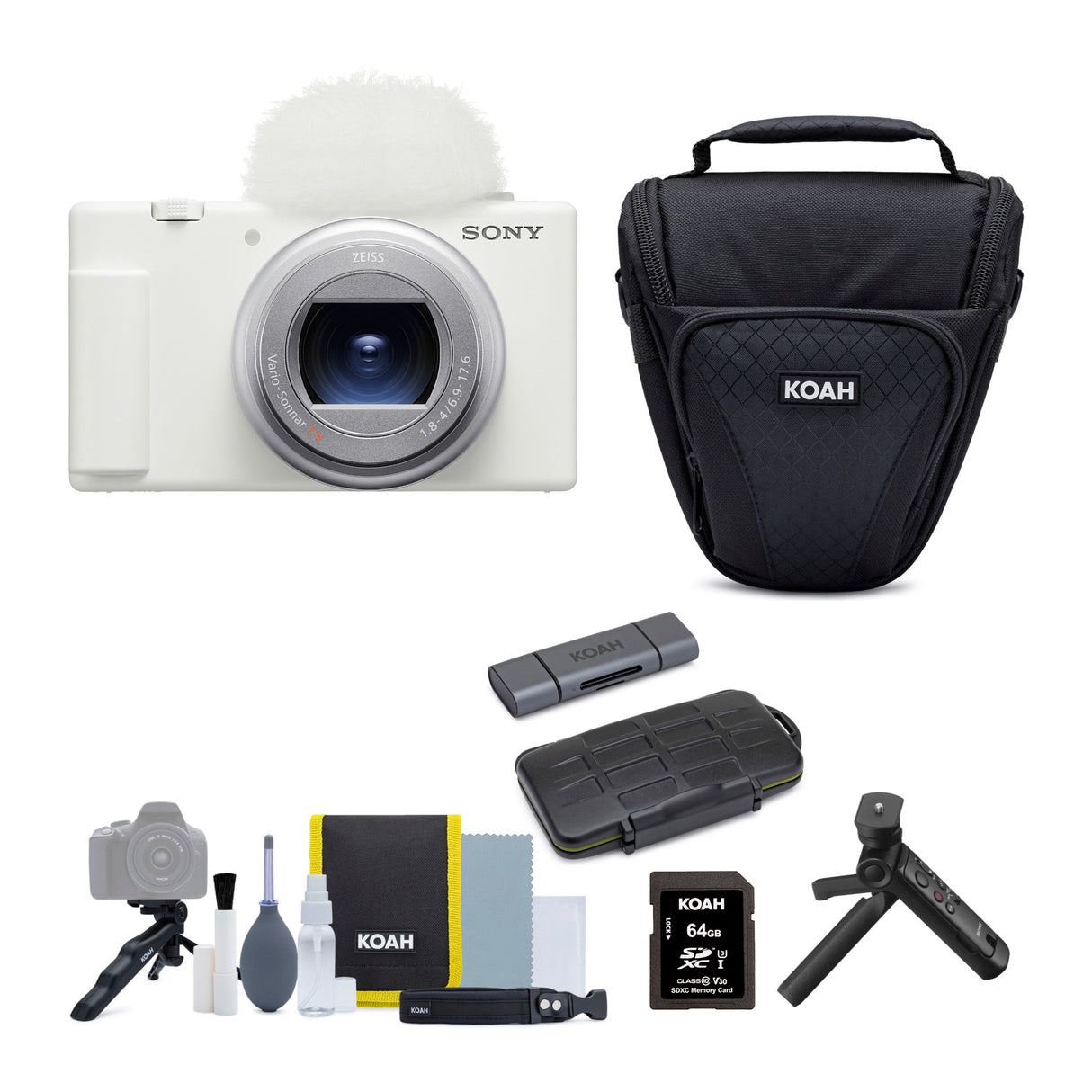 Sony ZV-1 II Vlog Camera for Content Creators and Vloggers (White) and Vlogger Accessory Kit Bundle