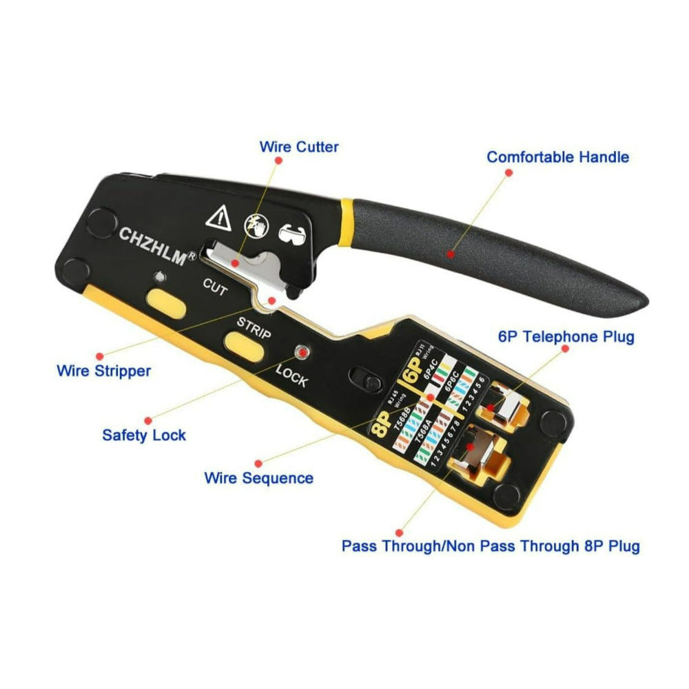 500-Ft Bulk Cat6 Ethernet Cable (Gray) with RJ45 Pass Through Crimper Kit Bundle