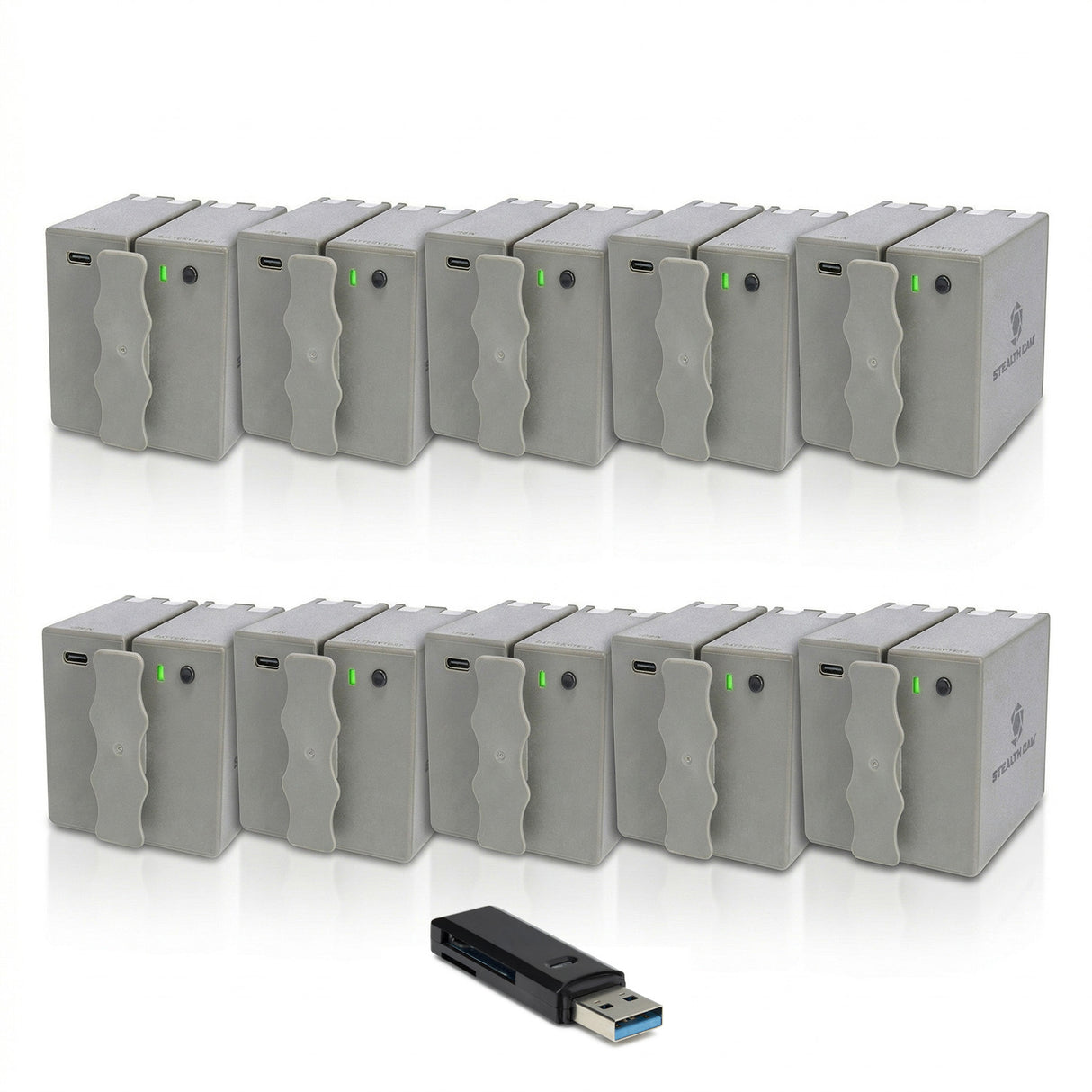 Stealth Cam 360 Cam Max Cartridge 5400mAh Lithium Battery (10-Pack) with Card Reader Bundle