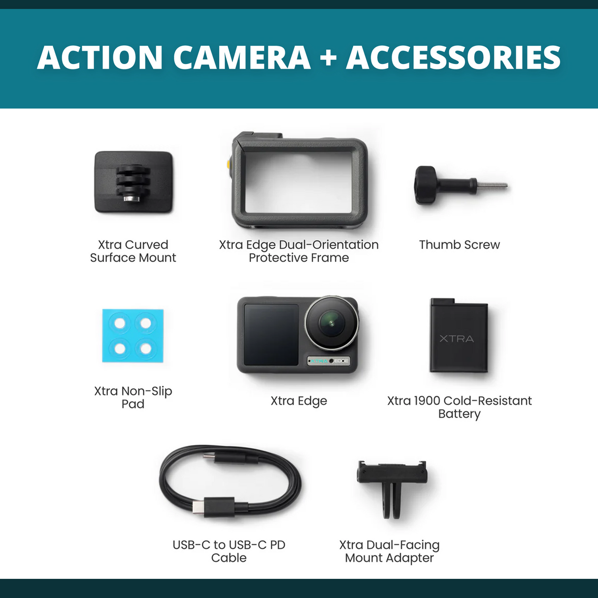 Xtra Edge Waterproof Action Camera with 4K Video Resolution and Dual Screens