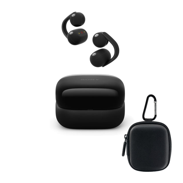 Sony LinkBuds Clip Open-Ear Truly Wireless Earbuds with Earbud Case Bundle (Black)