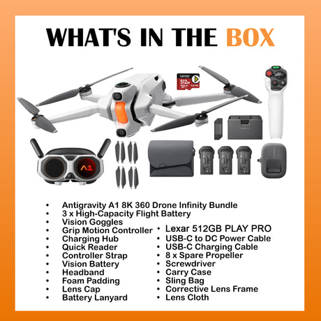 Antigravity A1 8K 360 Drone Infinity Bundle with 512GB PLAY PRO Micro Express Memory Card Bundle
