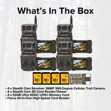 Stealth Cam Revolver 36MP 360-Degree Cellular Trail Camera with 1/4-Inch Mount (4-Pack) Bundle