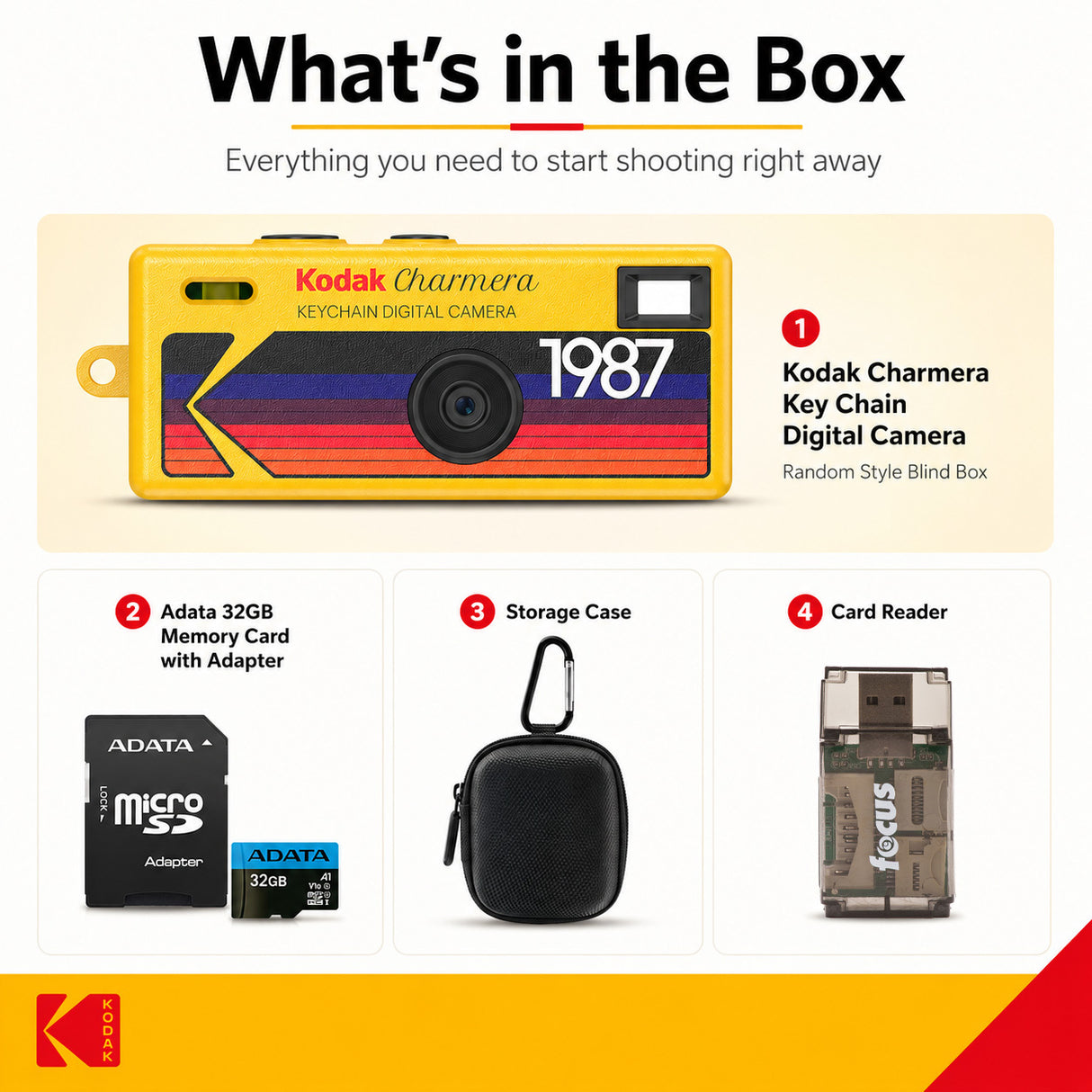 Kodak Charmera Key Chain Digital Camera Bundle with Accessories