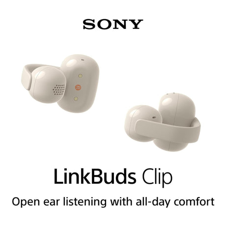 Sony LinkBuds Clip Open-Ear Truly Wireless Earbuds with Earbud Case Bundle (Greige)
